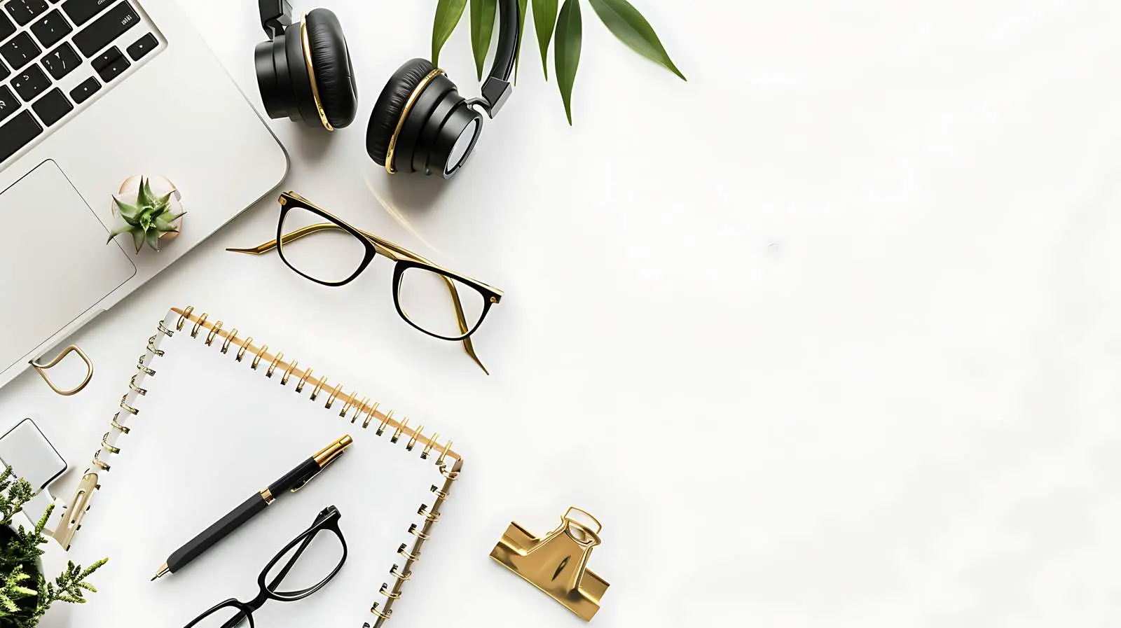 Gold Accessories with Headphones and Glasses – free sound image from Dotvec
