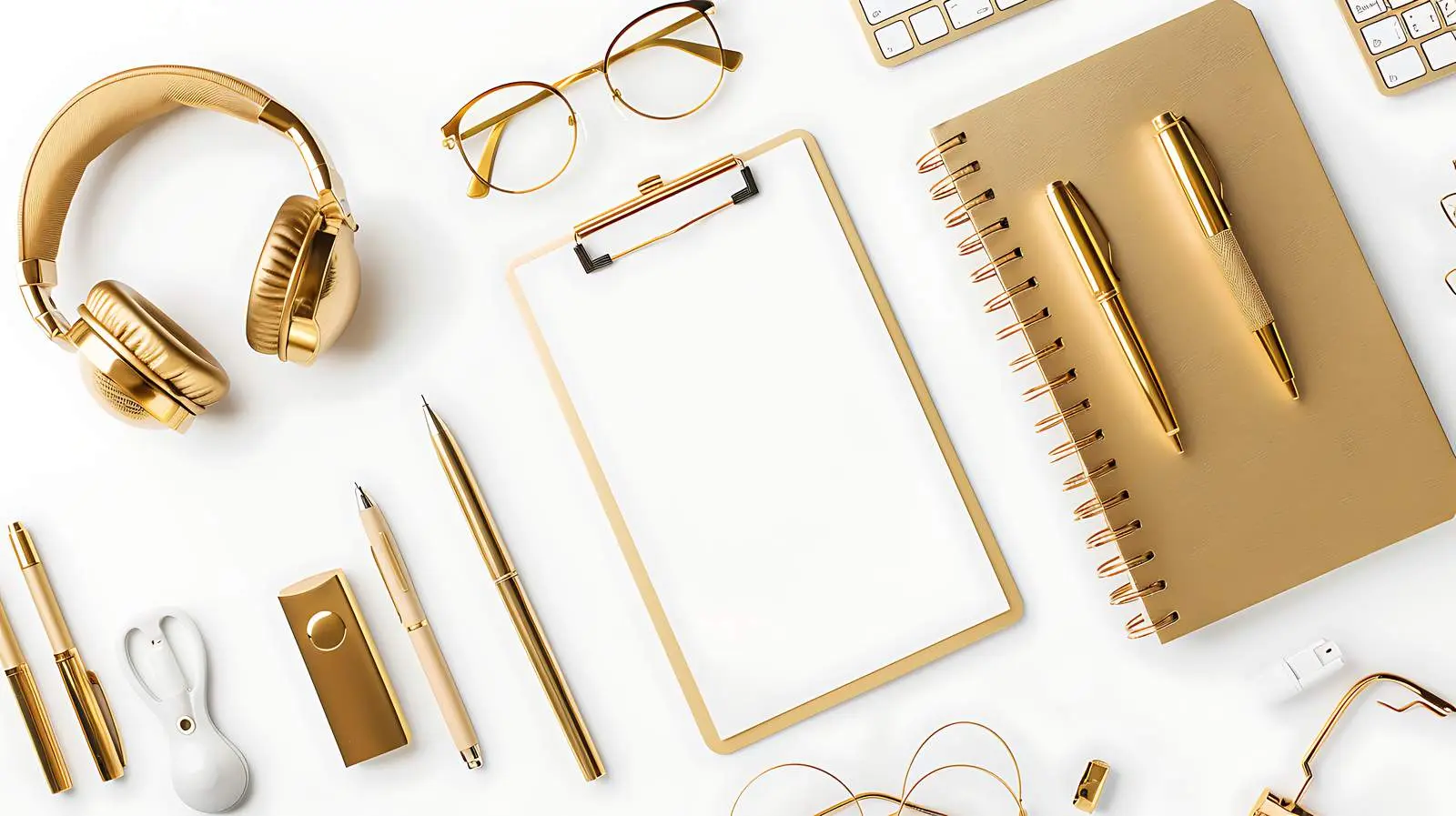 Stylish Gold Accessories on White Background – free accessory display image from Dotvec