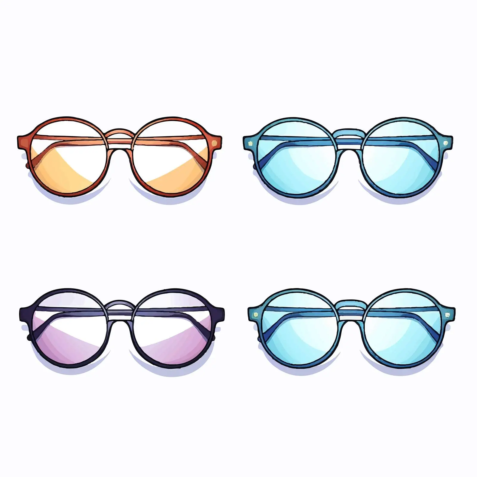 Cartoon Glasses Line Vector Illustration – free trendy eyewear image from Dotvec