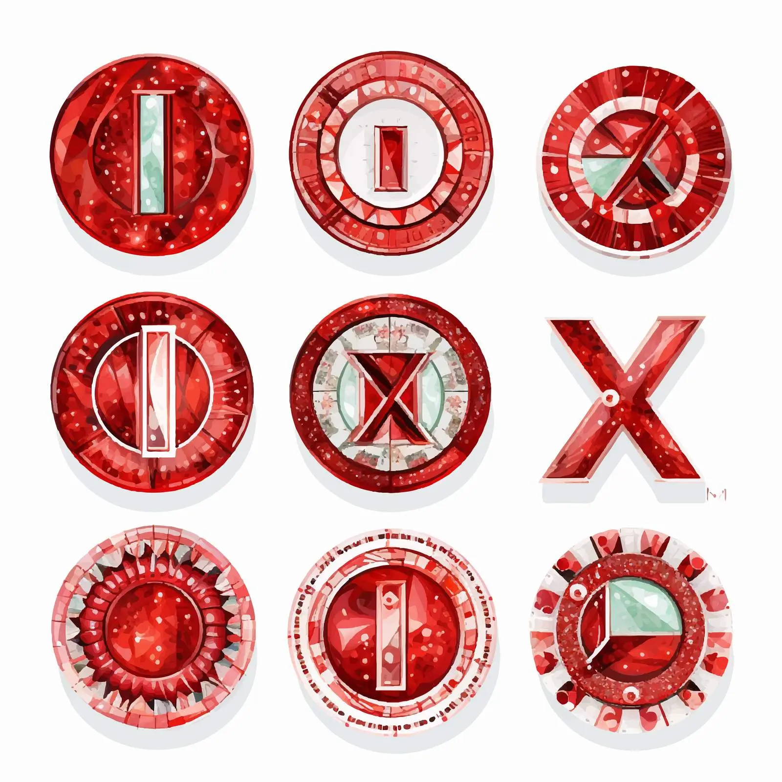 Glittery Latin Alphabet with Geometric Red Circle – free design vector image from Dotvec