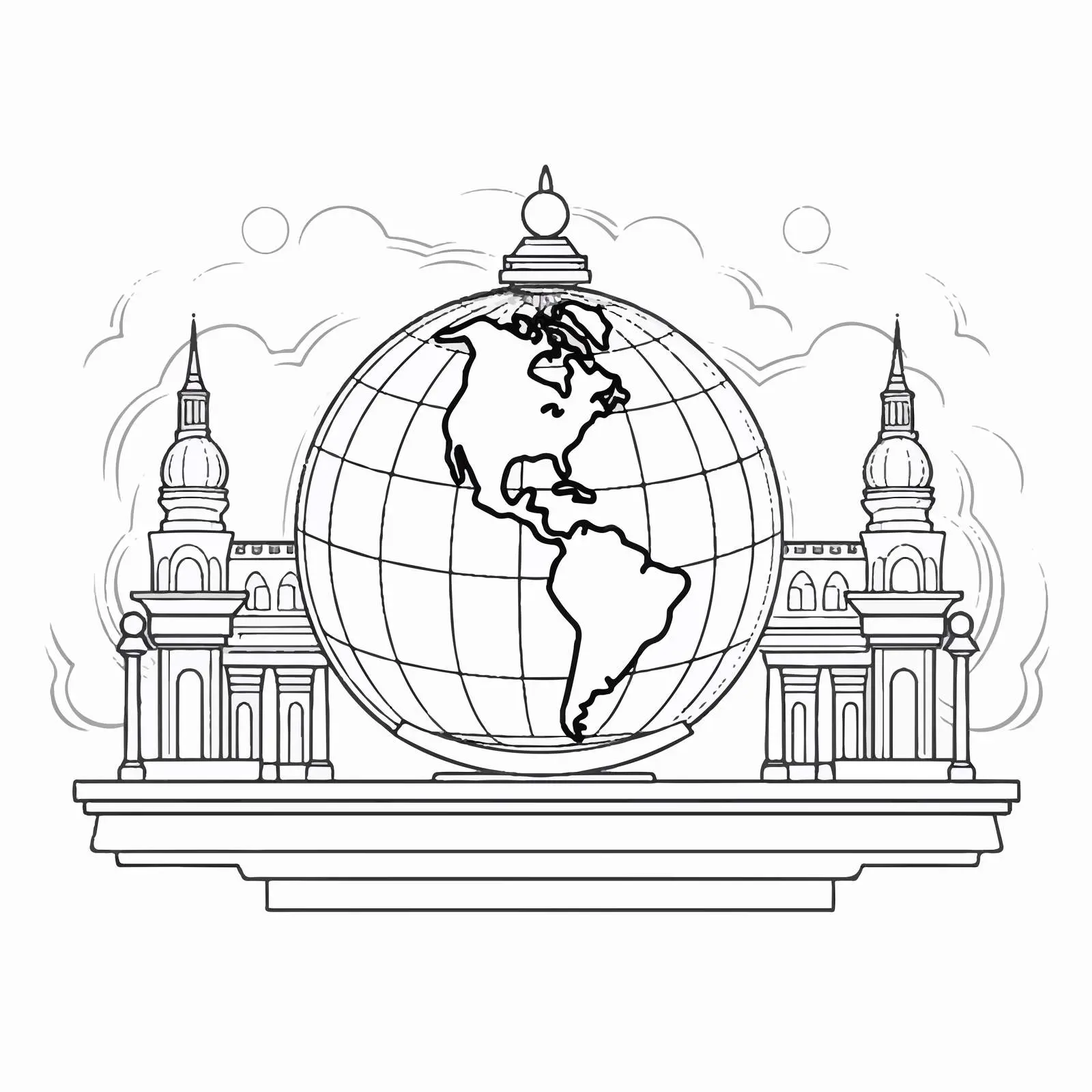 Cartoon Globe Line Vector Illustration — free download from Dotvec