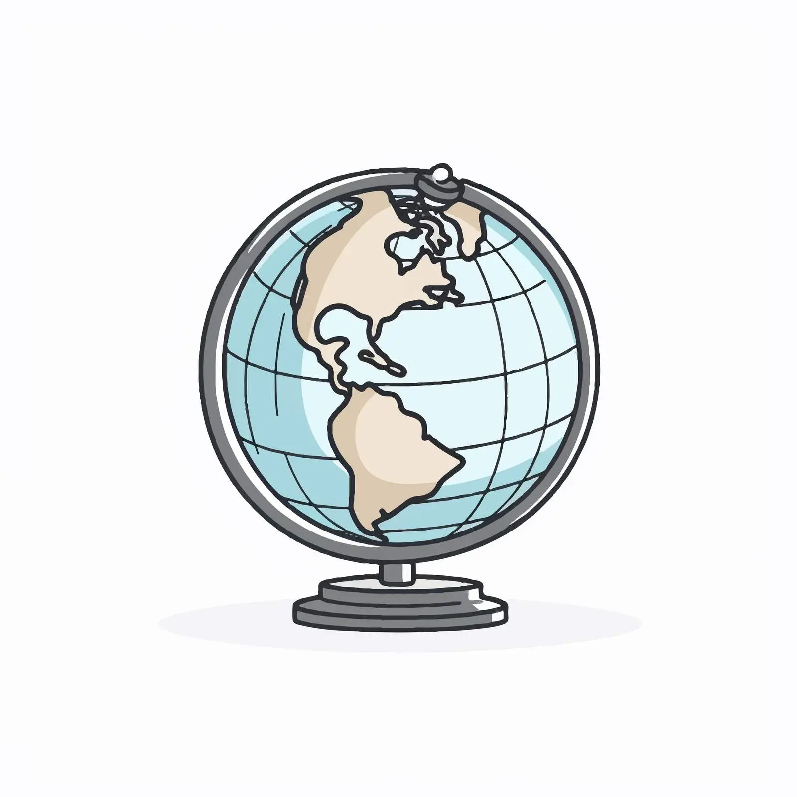 Cartoon Globe Line Vector Illustration — free download from Dotvec