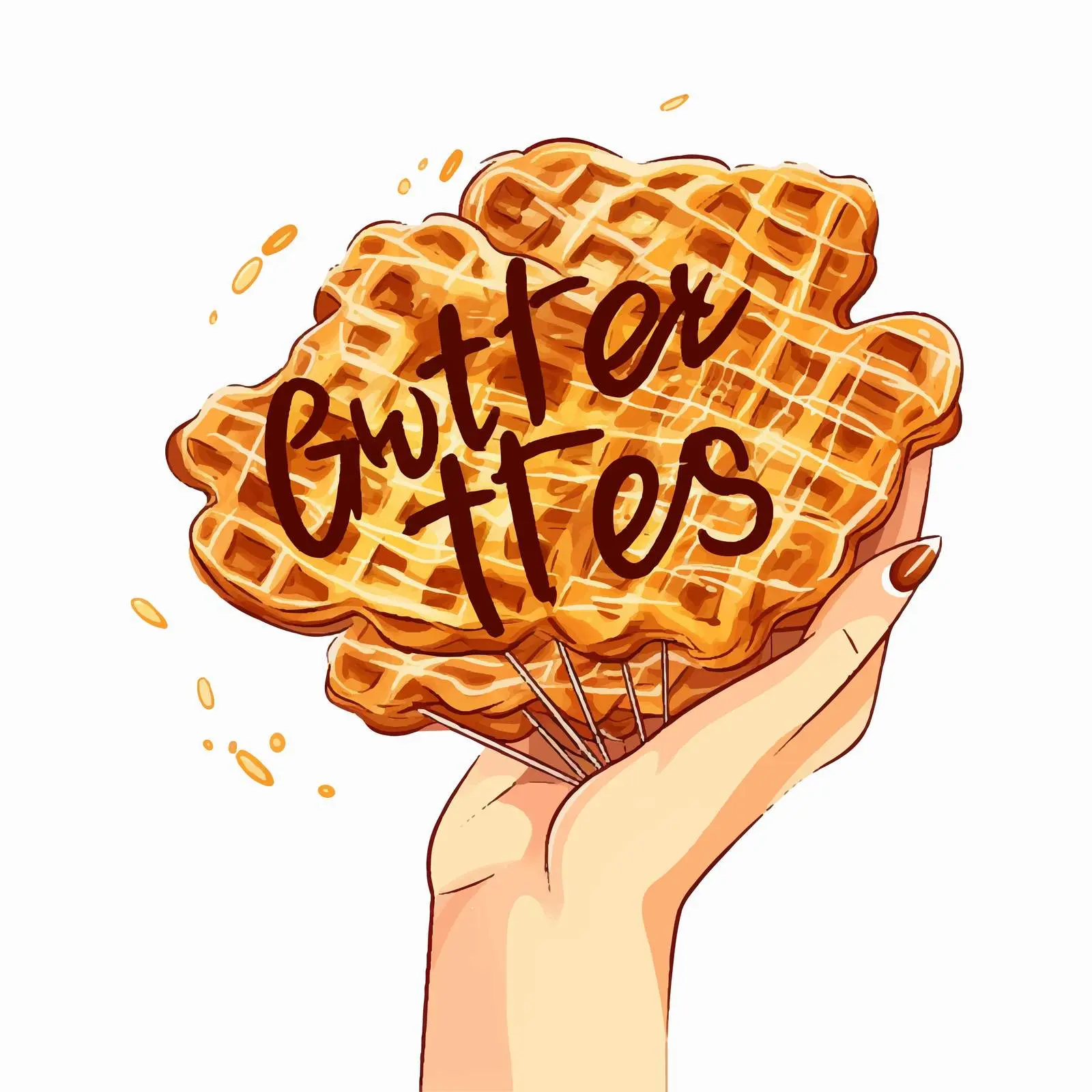 Gluten-Free Hand Lettering Waffles in Hand — free download from Dotvec