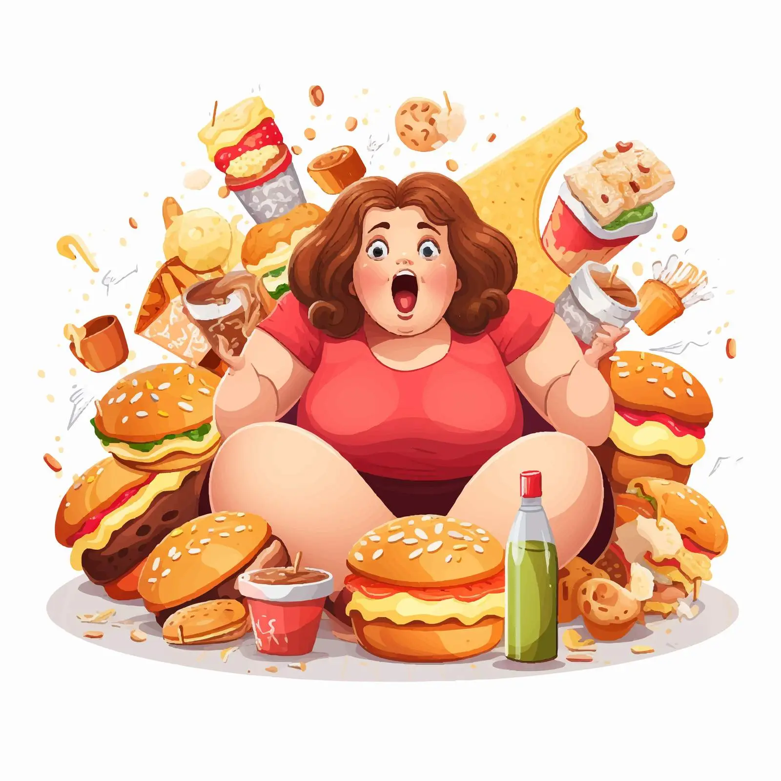 Gluttony and Overeating Concept Art – free hunger image from Dotvec
