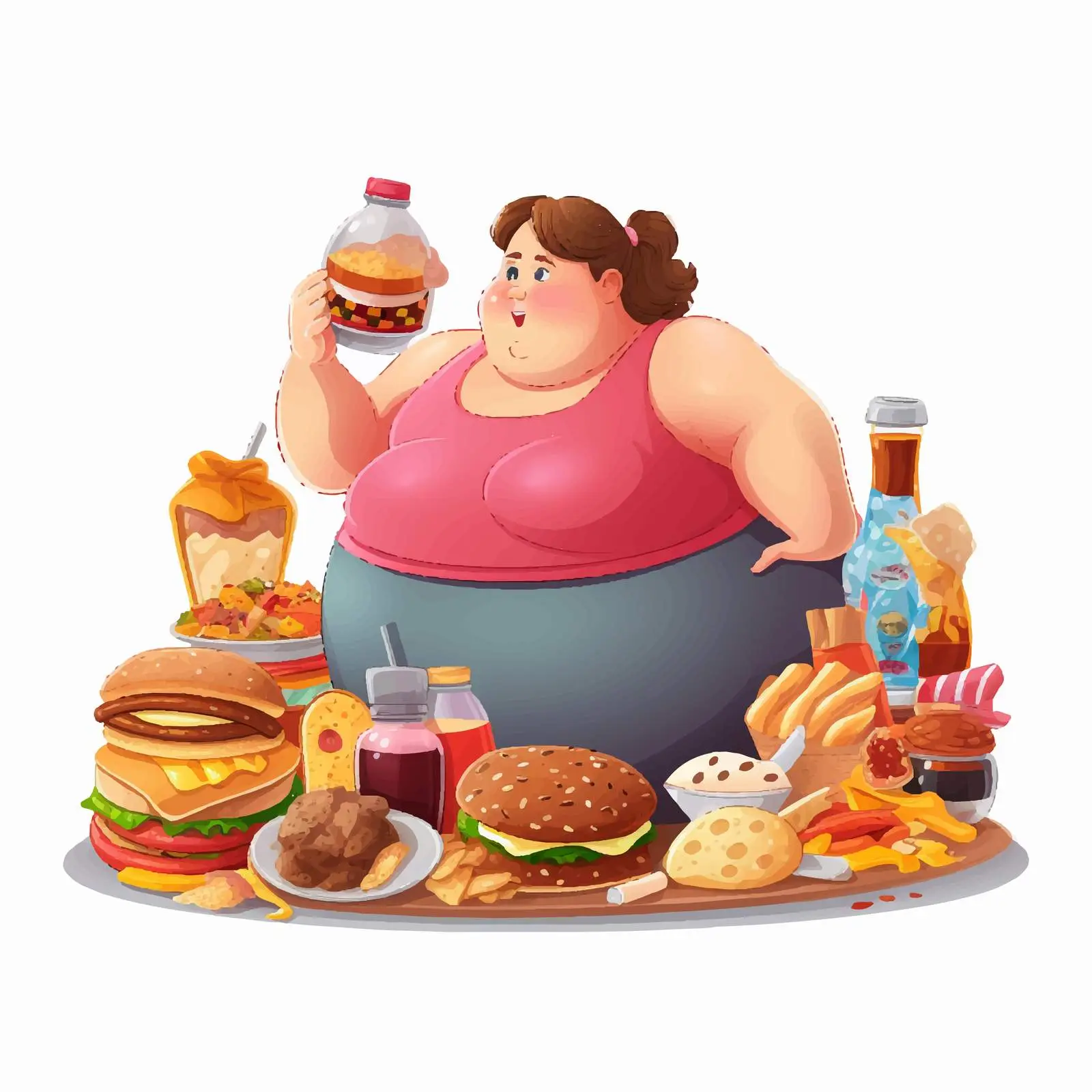 Gluttony Concept: Hungry Woman Overeating — free download from Dotvec