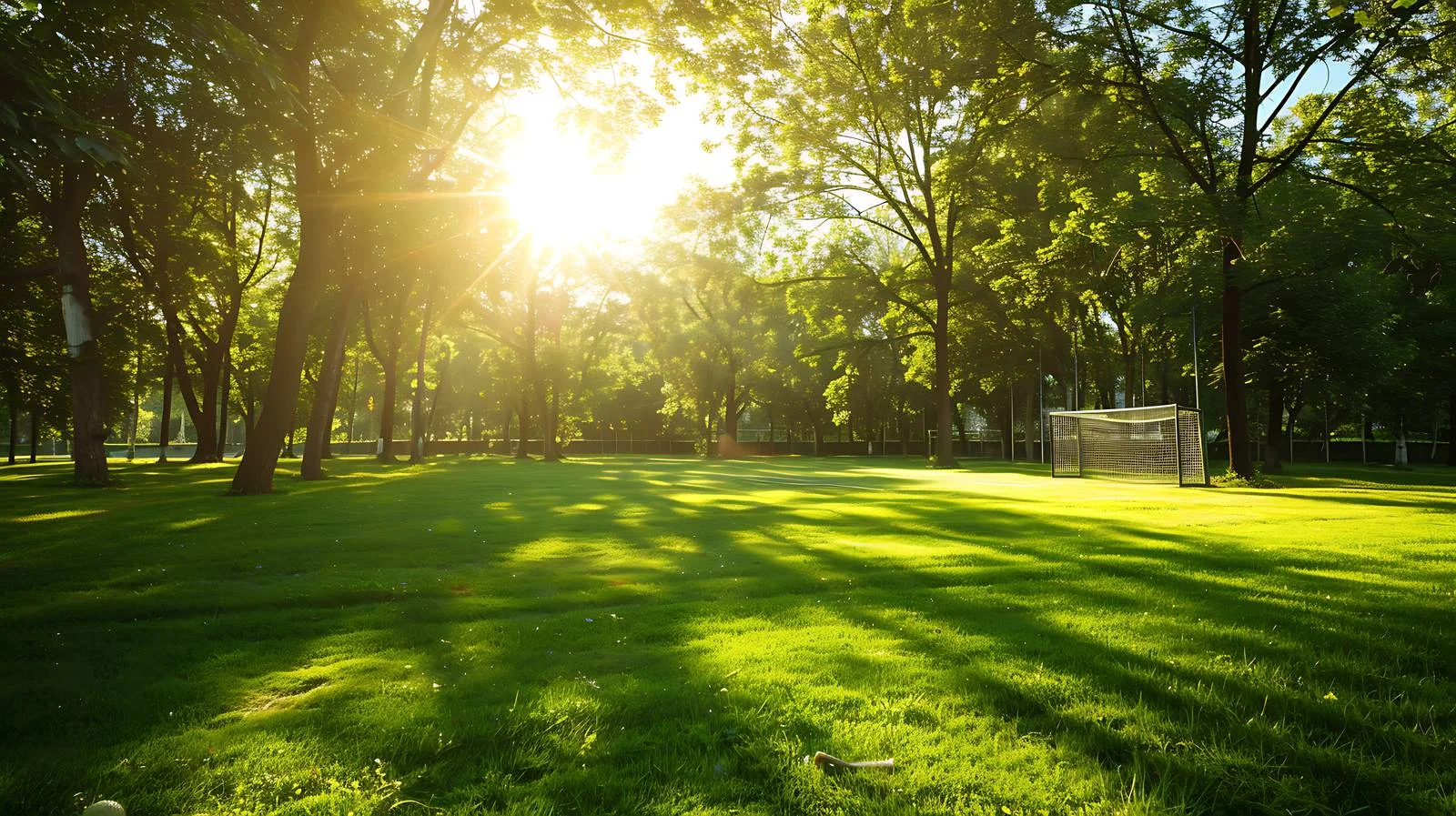 Sunlit Football Goal in Park — free download from Dotvec
