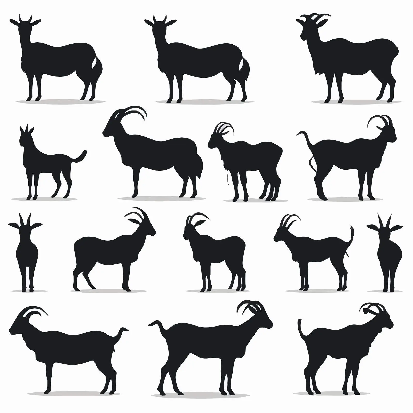 Collection of Goat Silhouettes on White Background — free download from Dotvec