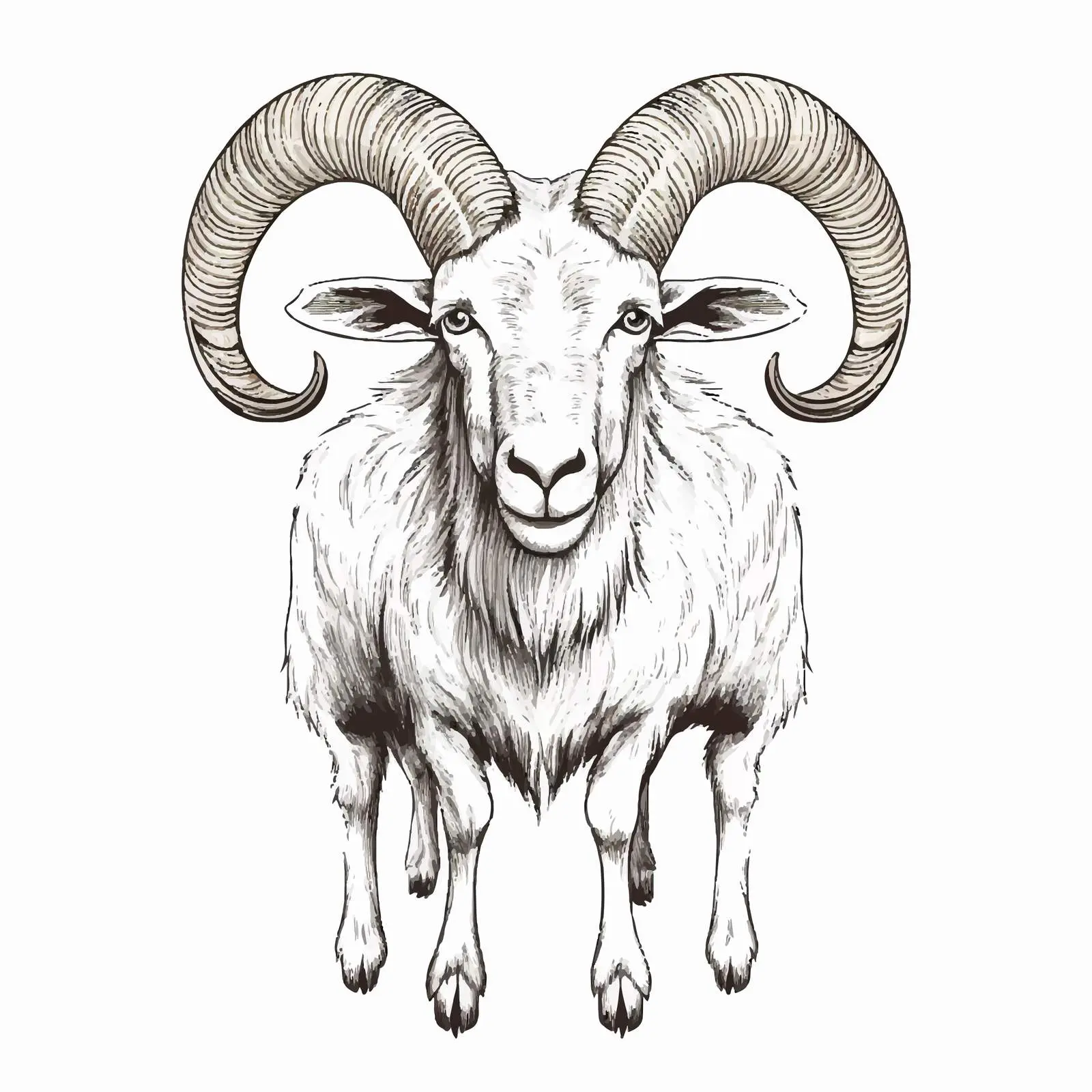Vector Sketch of Isolated Goat Illustration — free download from Dotvec