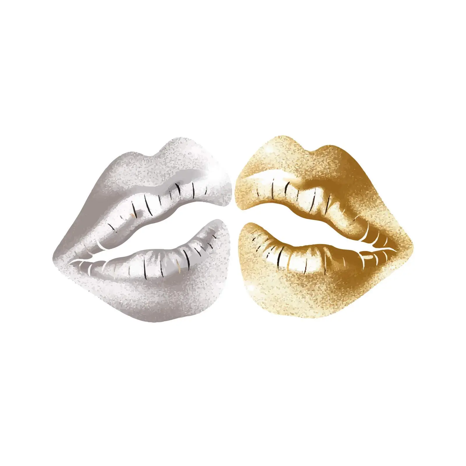 Gold and Silver Lip Print Clip Art Elements — free download from Dotvec
