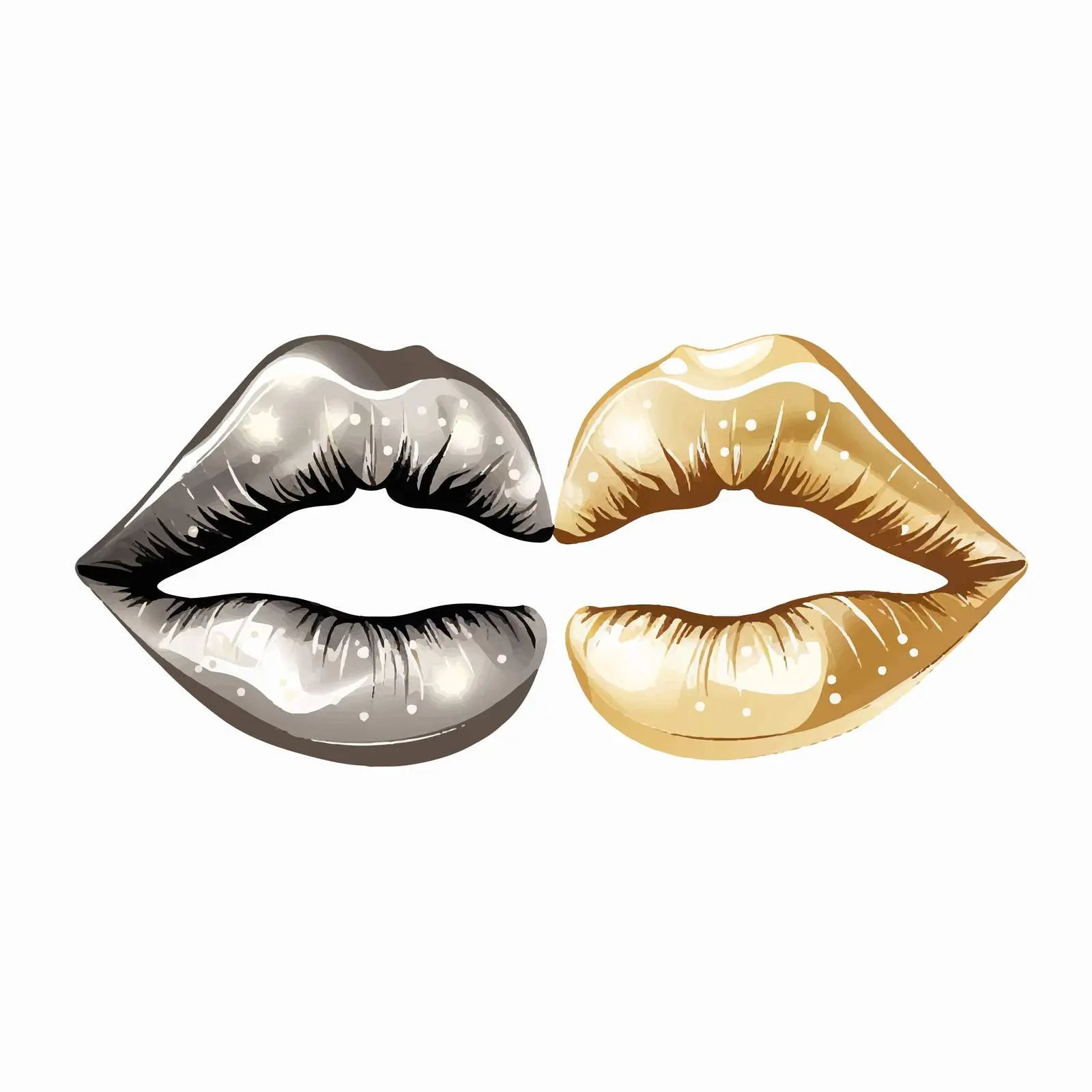 Gold and Silver Lip Print Elements – free modern vectors image from Dotvec