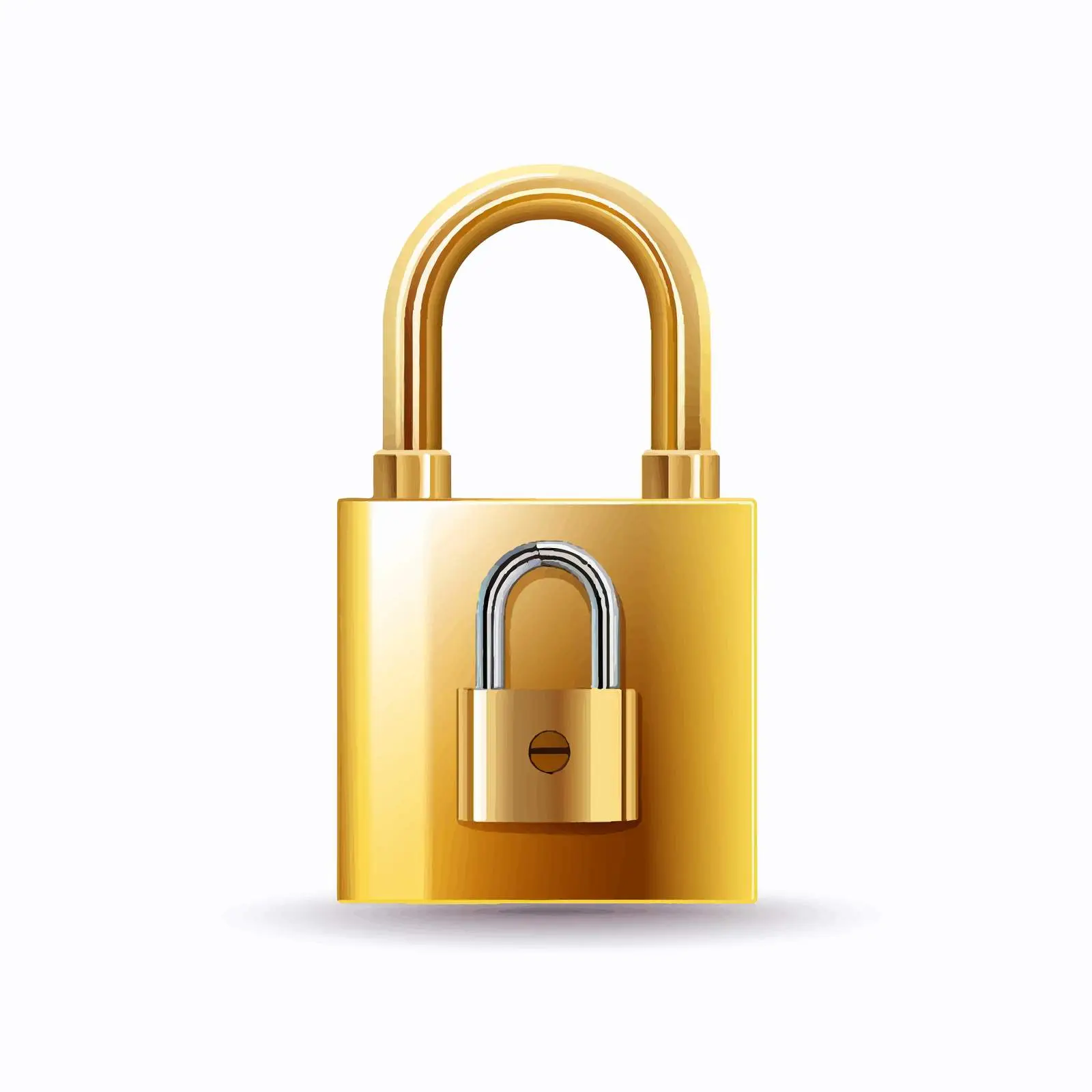 Gold Locked Padlock with Shackle and Key — free download from Dotvec