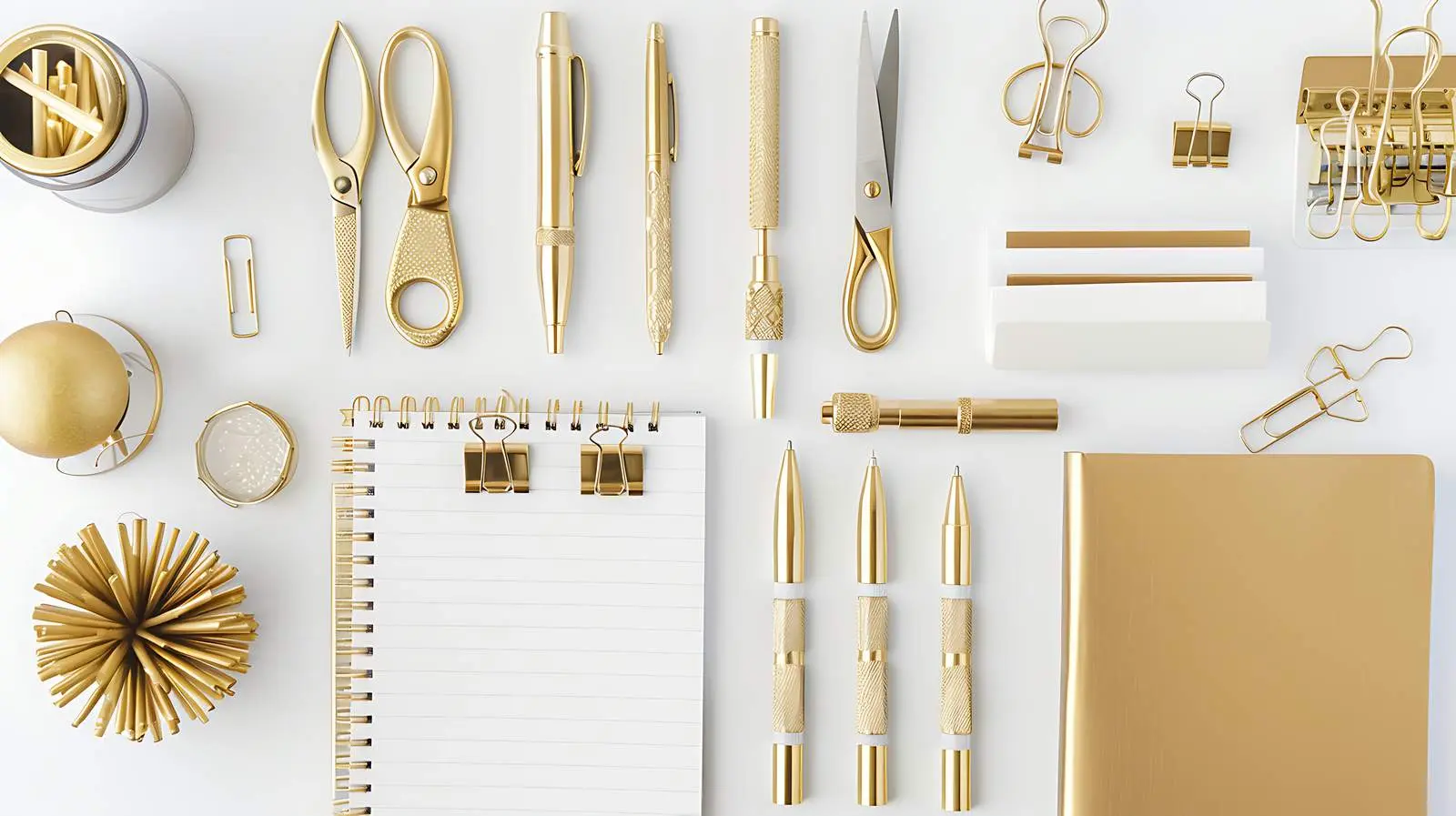 Modern Gold Home Office Desk Setup – free professional setup image from Dotvec