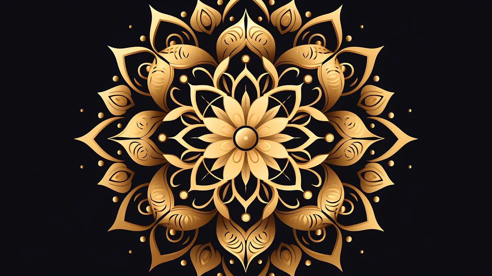 Golden Arabian Mandala on Dark Background — free download from Dotvec