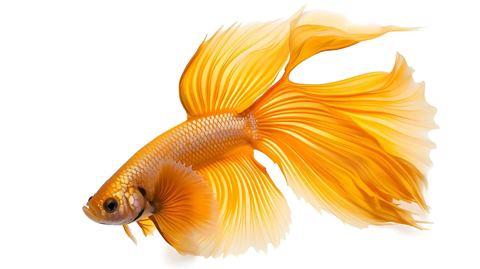 Exquisite Golden Betta Halfmoon Isolated White — free download from Dotvec