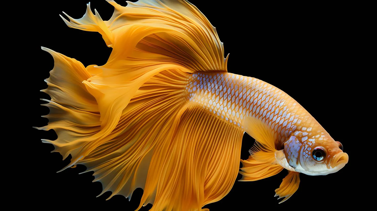 Exquisite Golden Betta Halfmoon Dumbo Fish — free download from Dotvec
