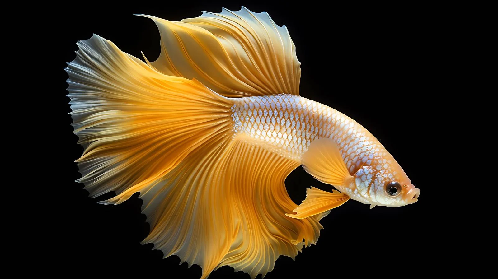 Elegant Golden Betta Fish With Halfmoon — free download from Dotvec