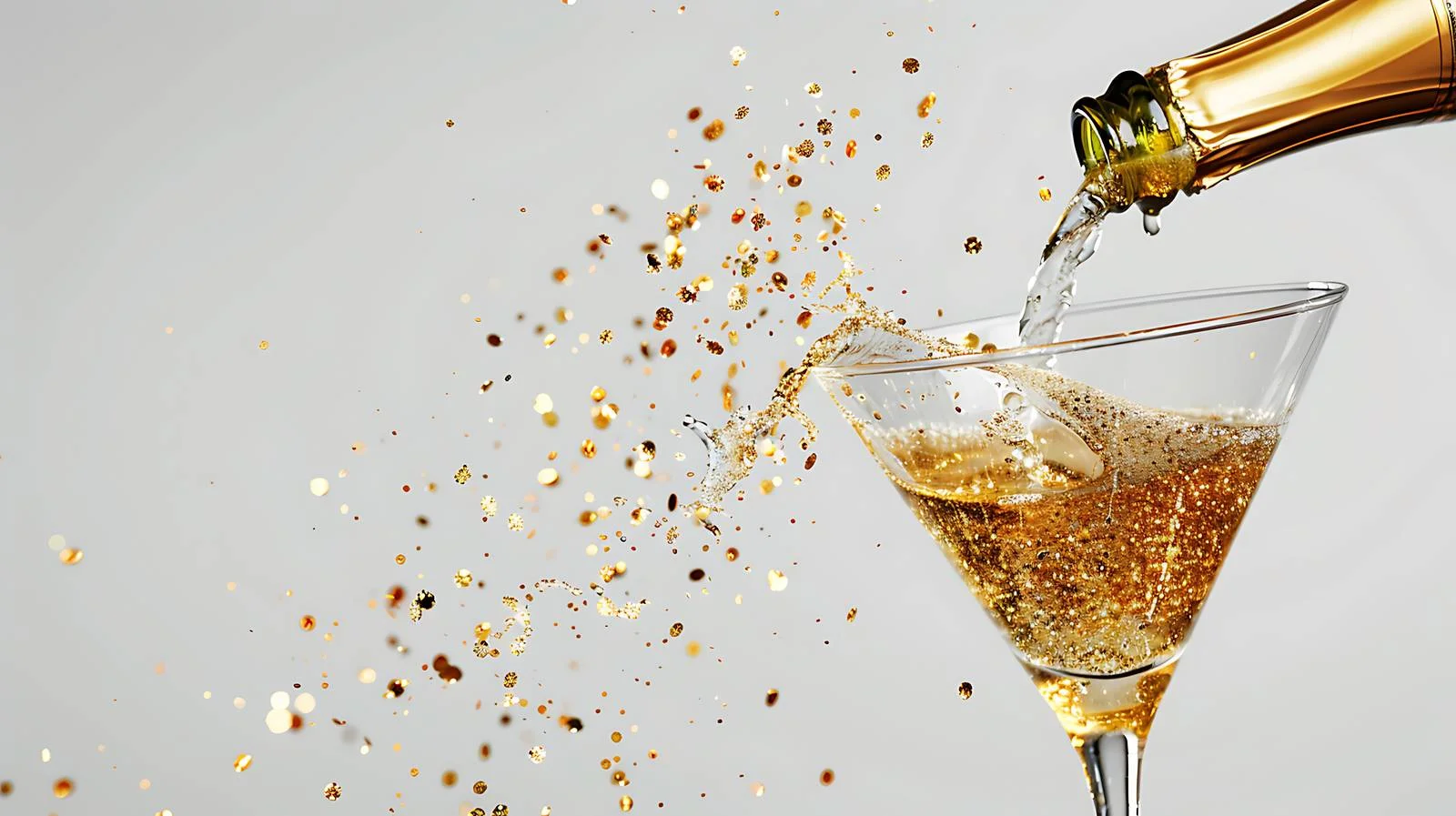 Elegant Champagne Bottle Pouring Gold Glitter — free download from Dotvec