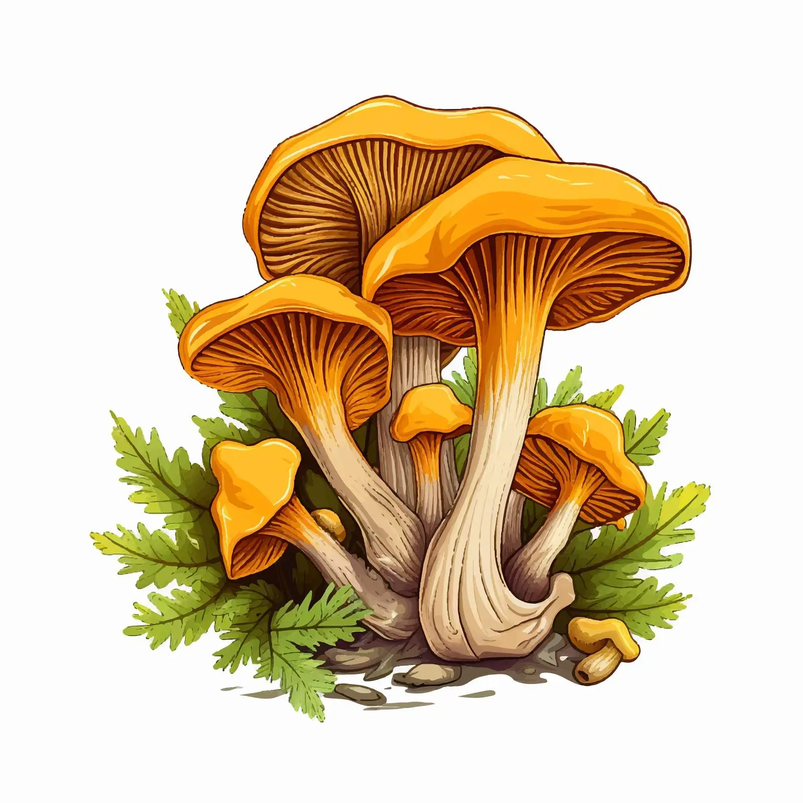 Golden Chanterelles Cantharellus Mushroom Vector — free download from Dotvec