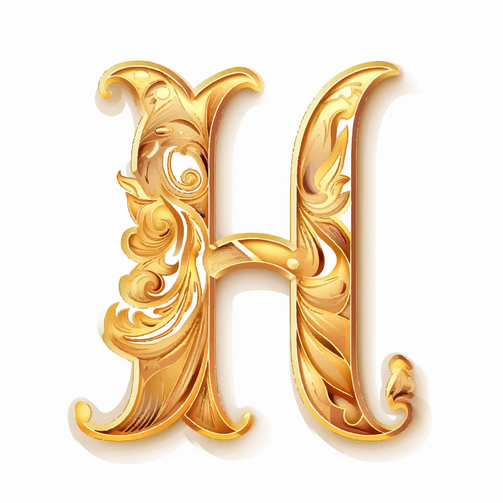 Golden Classic Latin Letter H Scrapbook Tag – free digital downloads image from Dotvec