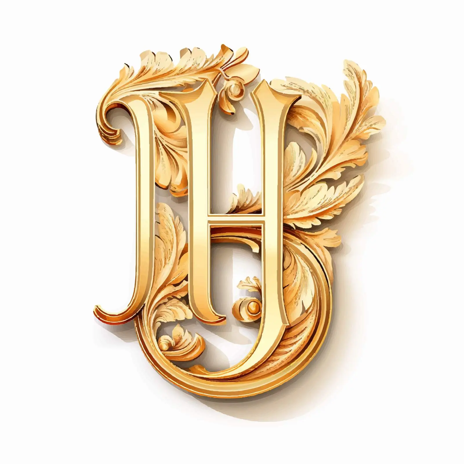 Golden Classic Latin Letter H Scrapbook Tag — free download from Dotvec