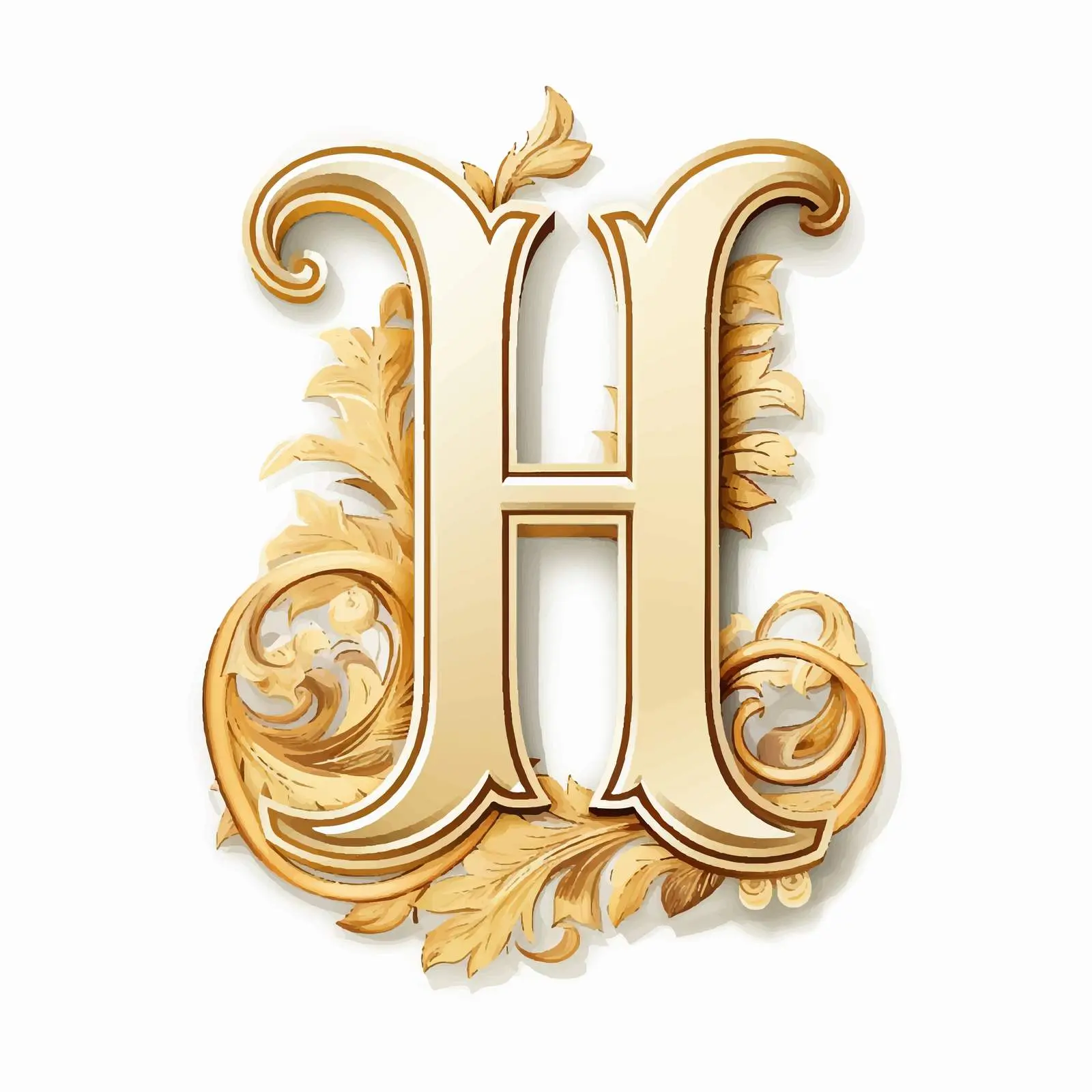 Golden Latin Letter H Scrapbook Tag Design — free download from Dotvec