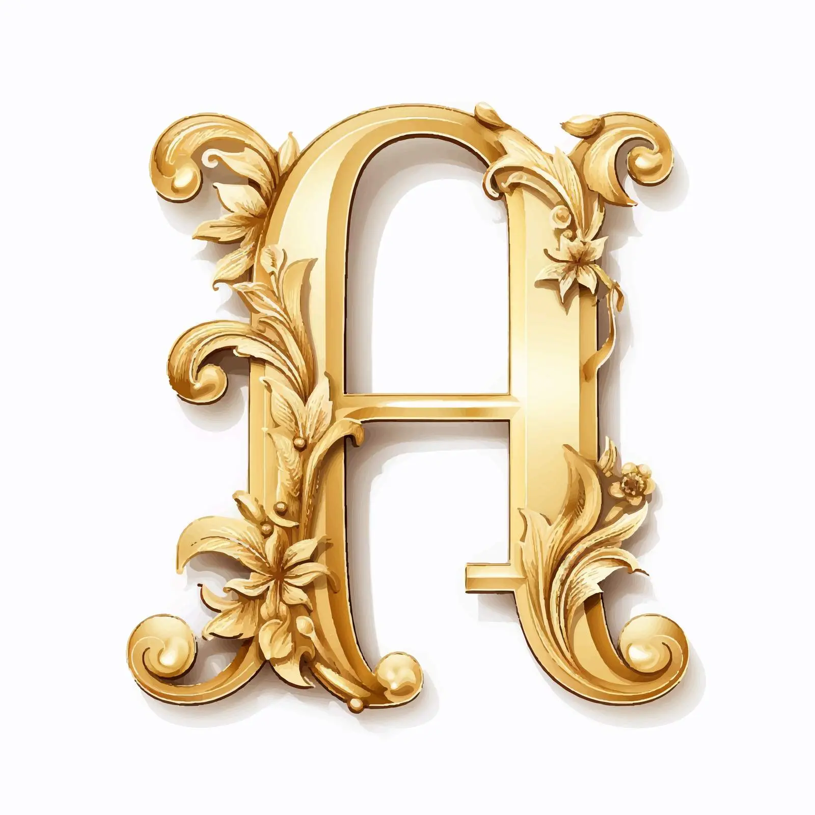 Golden Classic Latin Letter H Scrapbook Tag — free download from Dotvec