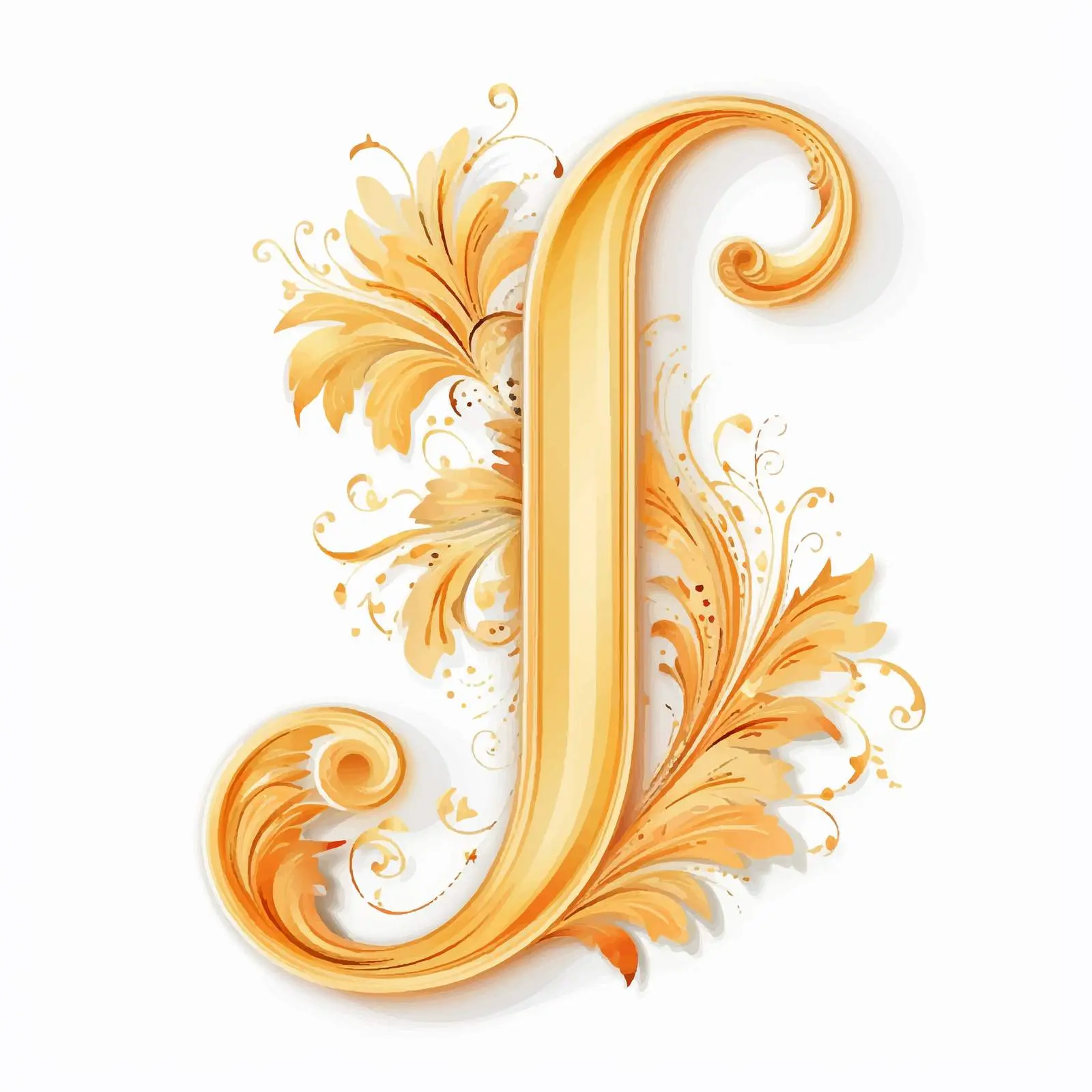Golden Classic Latin Letter J Scrapbook Tag — free download from Dotvec