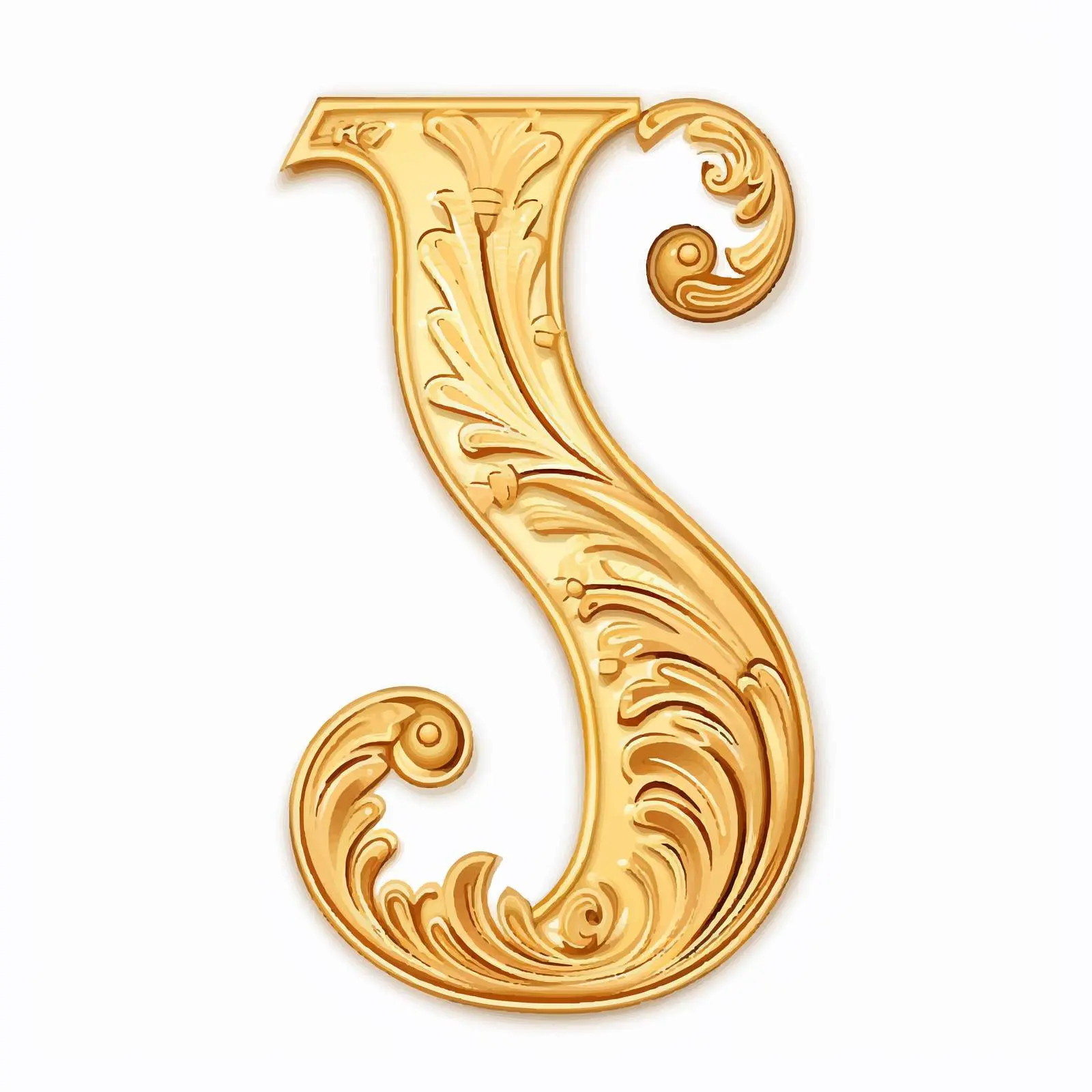 Golden Latin Letter J Bright Scrapbook Tag — free download from Dotvec