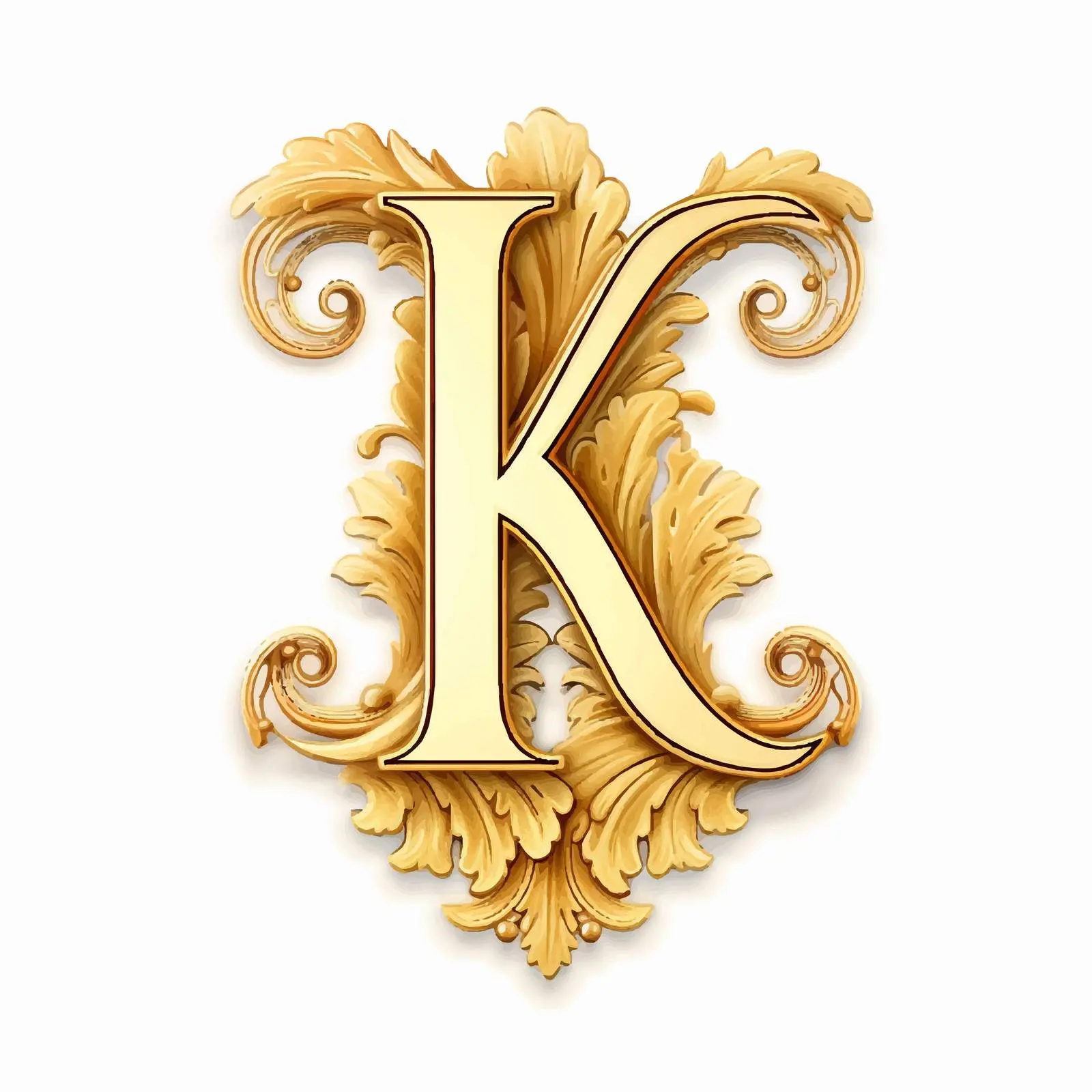 Golden Classic Latin Letter K Scrapbook Tag — free download from Dotvec