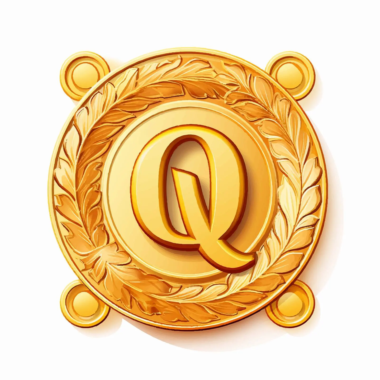 Golden Classic Latin Letter Q Scrapbook Tag — free download from Dotvec