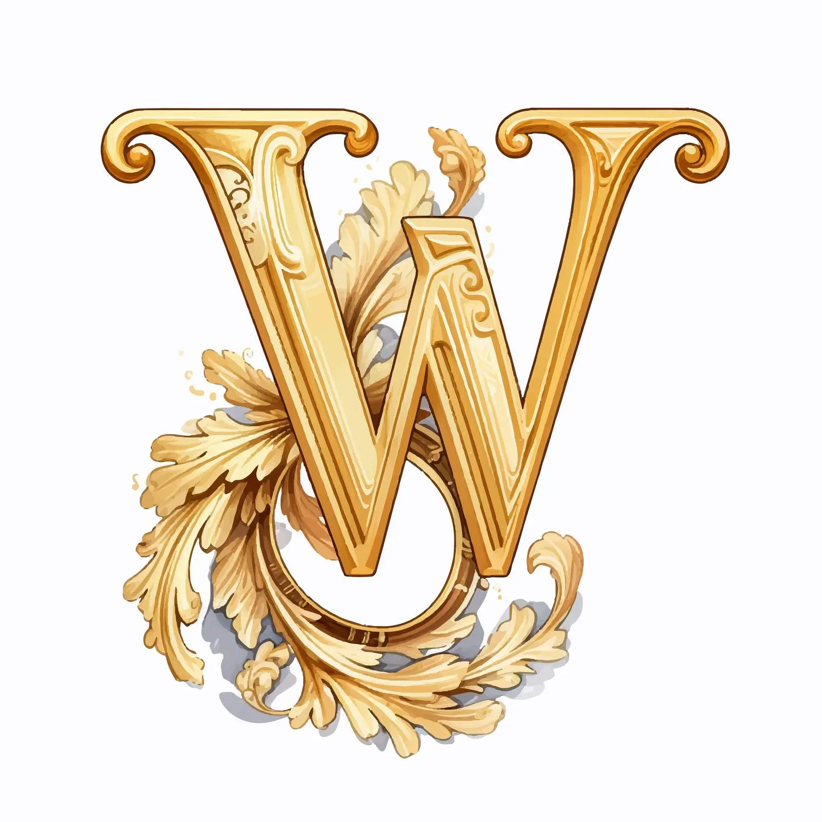 Golden Classic Letter W Scrapbook Tag Design – free printable tags image from Dotvec