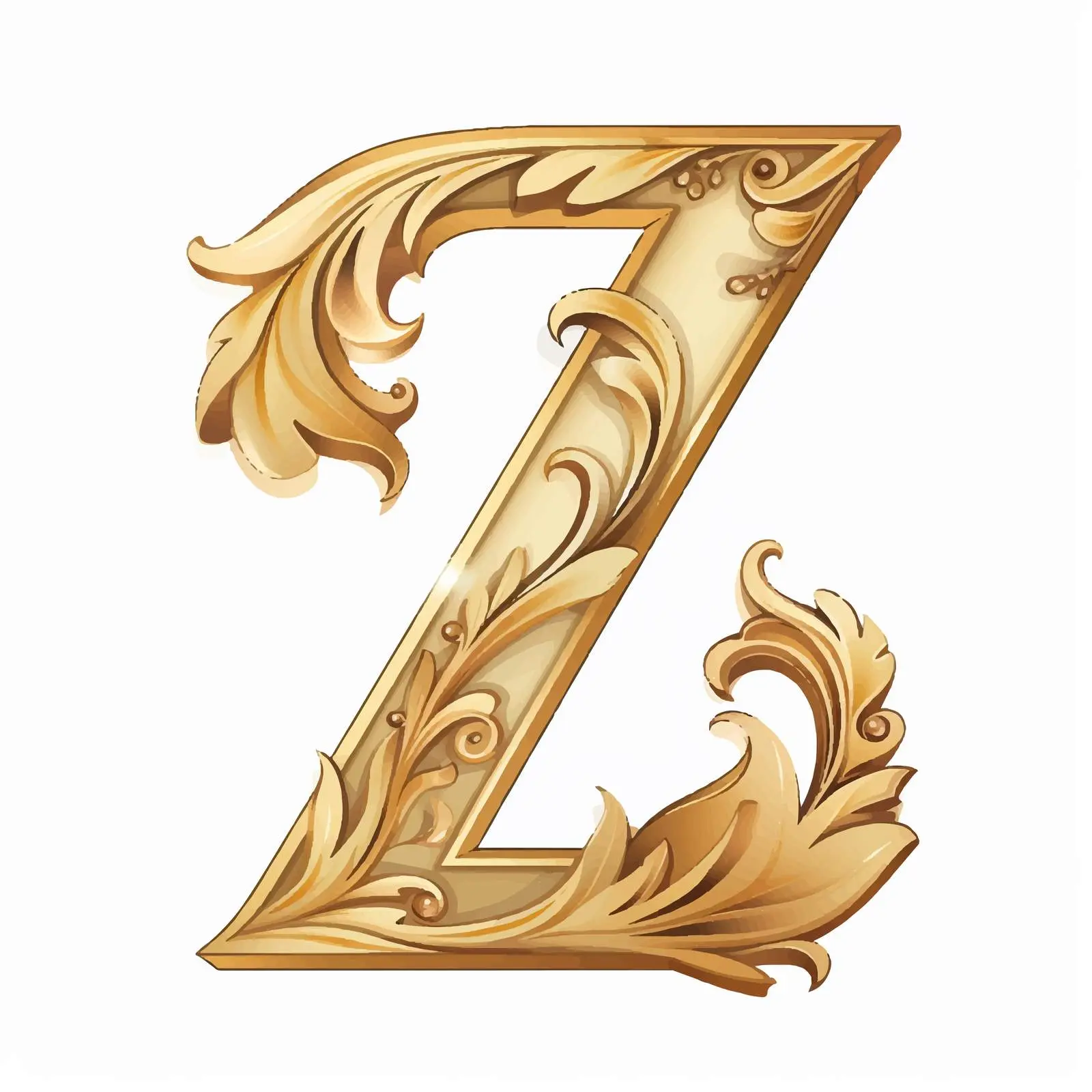 Golden Latin Letter Z Bright Scrapbook Tag — free download from Dotvec