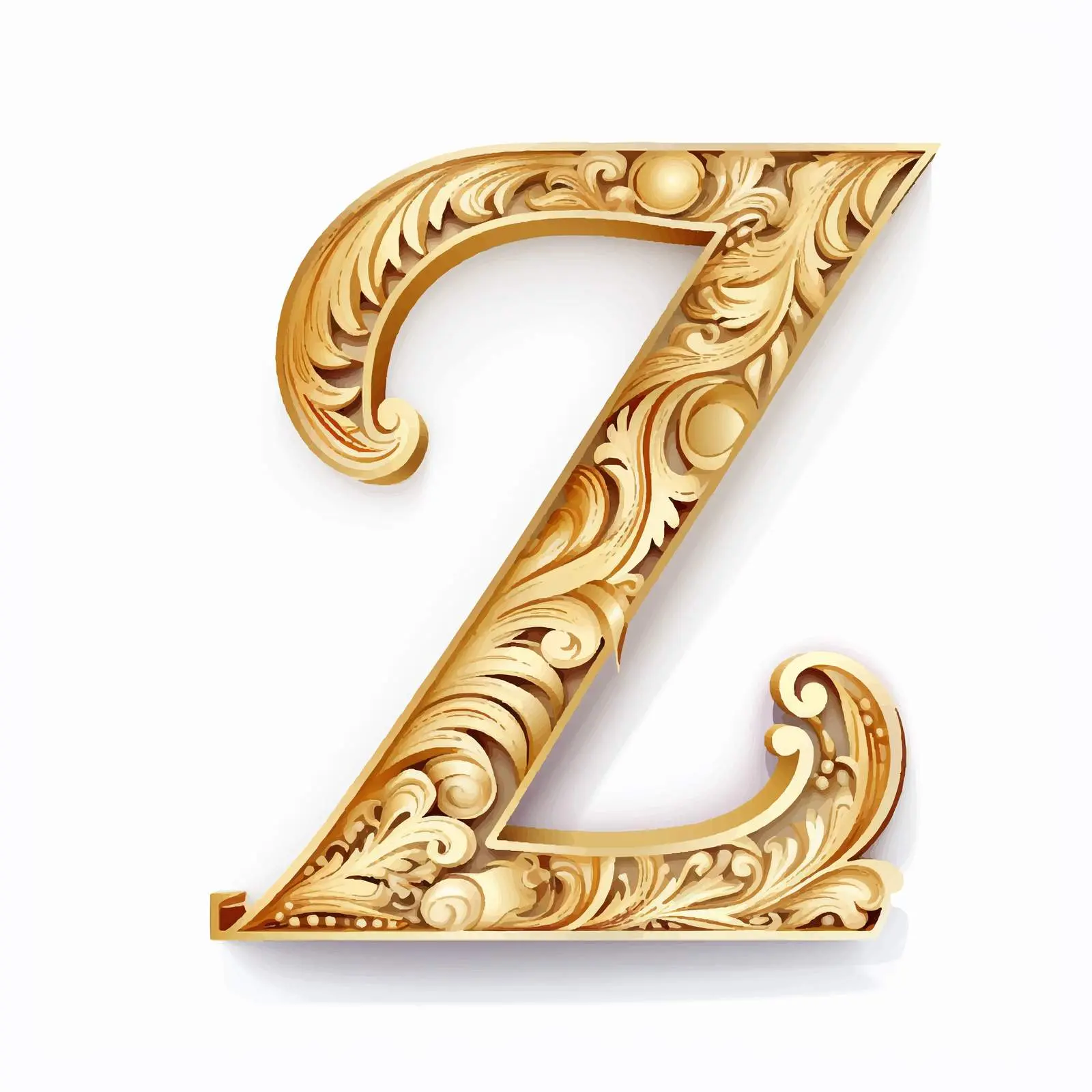 Golden Classic Latin Letter Z Scrapbook Tag — free download from Dotvec