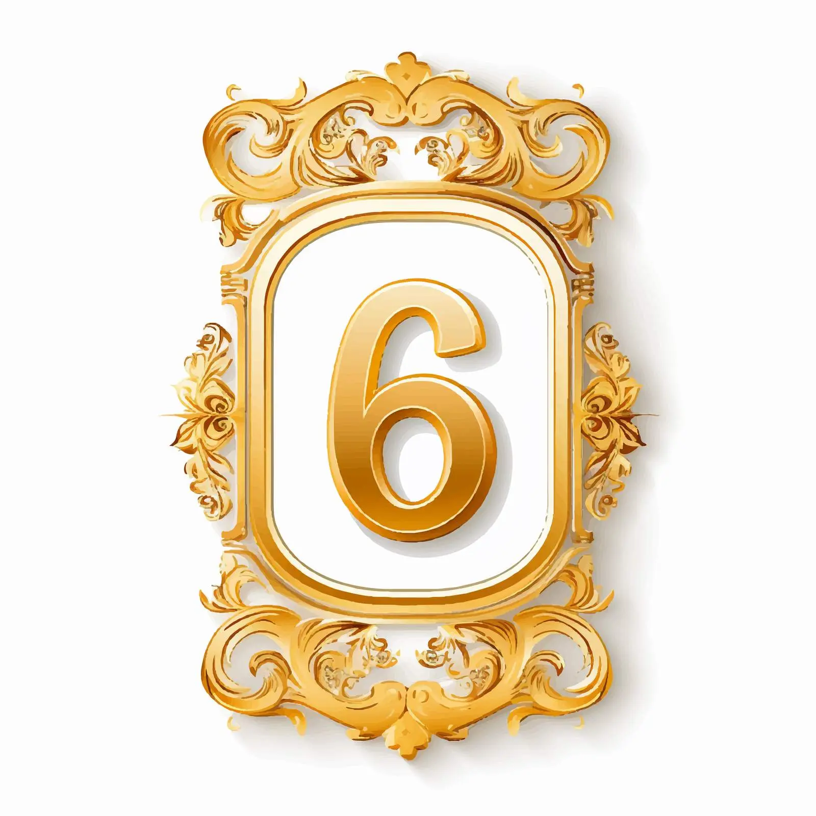 Golden Classic Number 6 Scrapbook Tag — free download from Dotvec