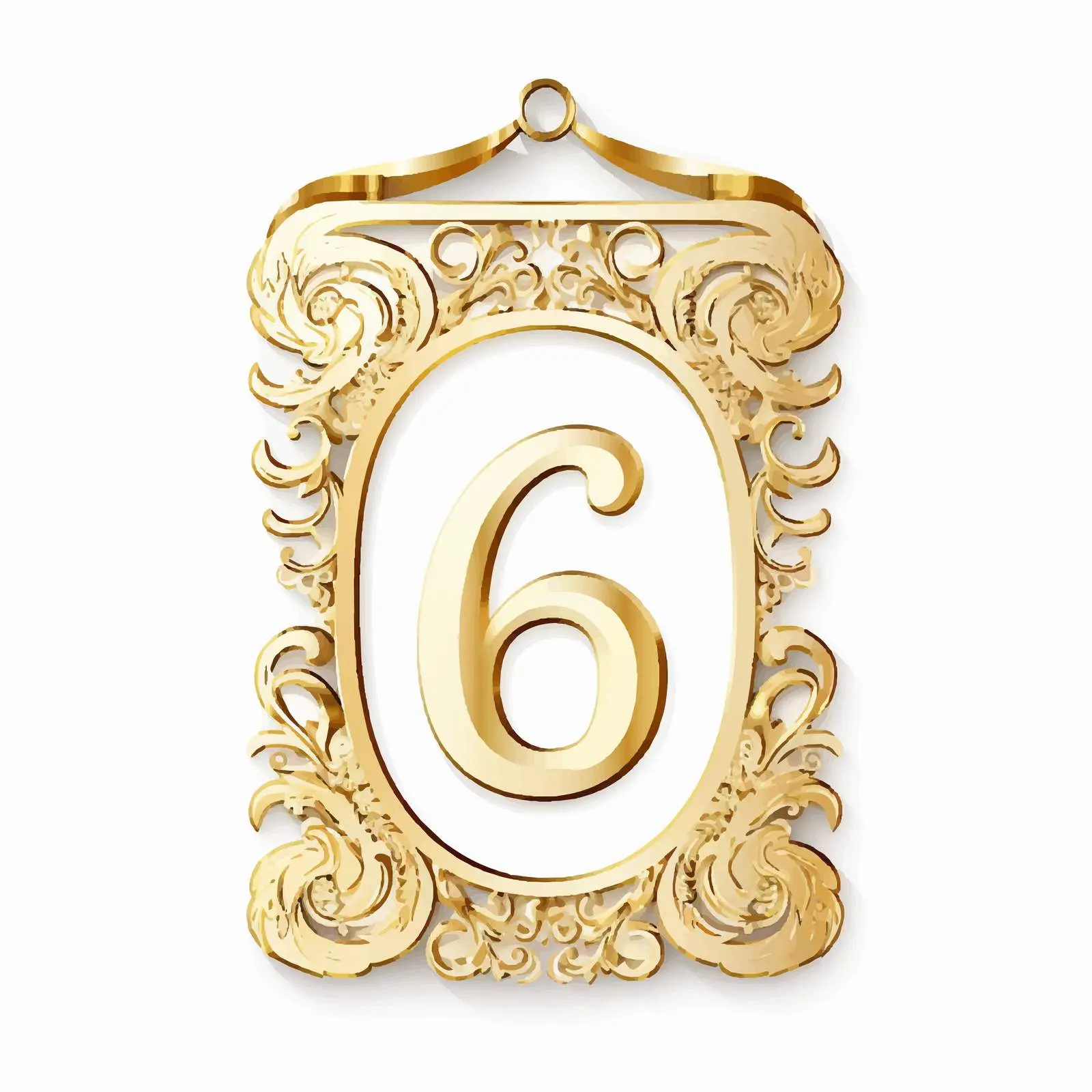 Golden Classic Number 6 Scrapbook Tag — free download from Dotvec