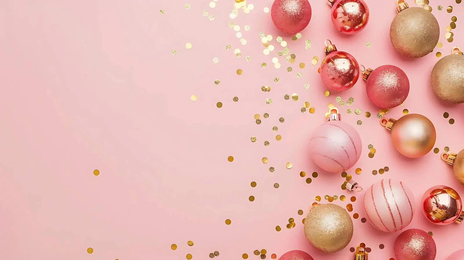 Golden Confetti and Christmas Toy Balls Decoration – free party decoration image from Dotvec