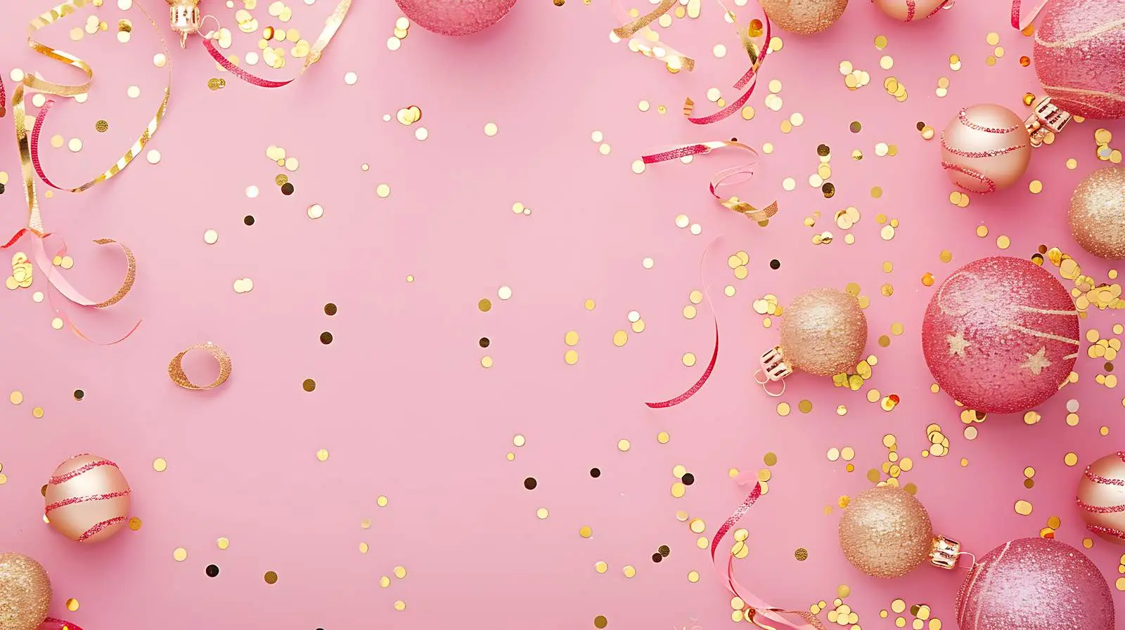 Golden Confetti and Christmas Toy Balls Decoration – free thoughtful image from Dotvec