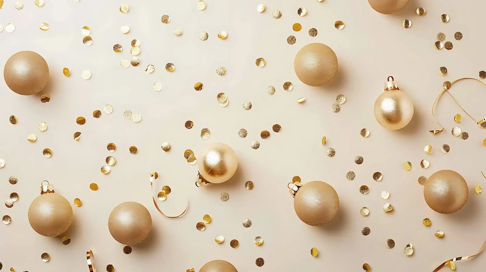 Golden Confetti and Christmas Toy Balls Background — free download from Dotvec