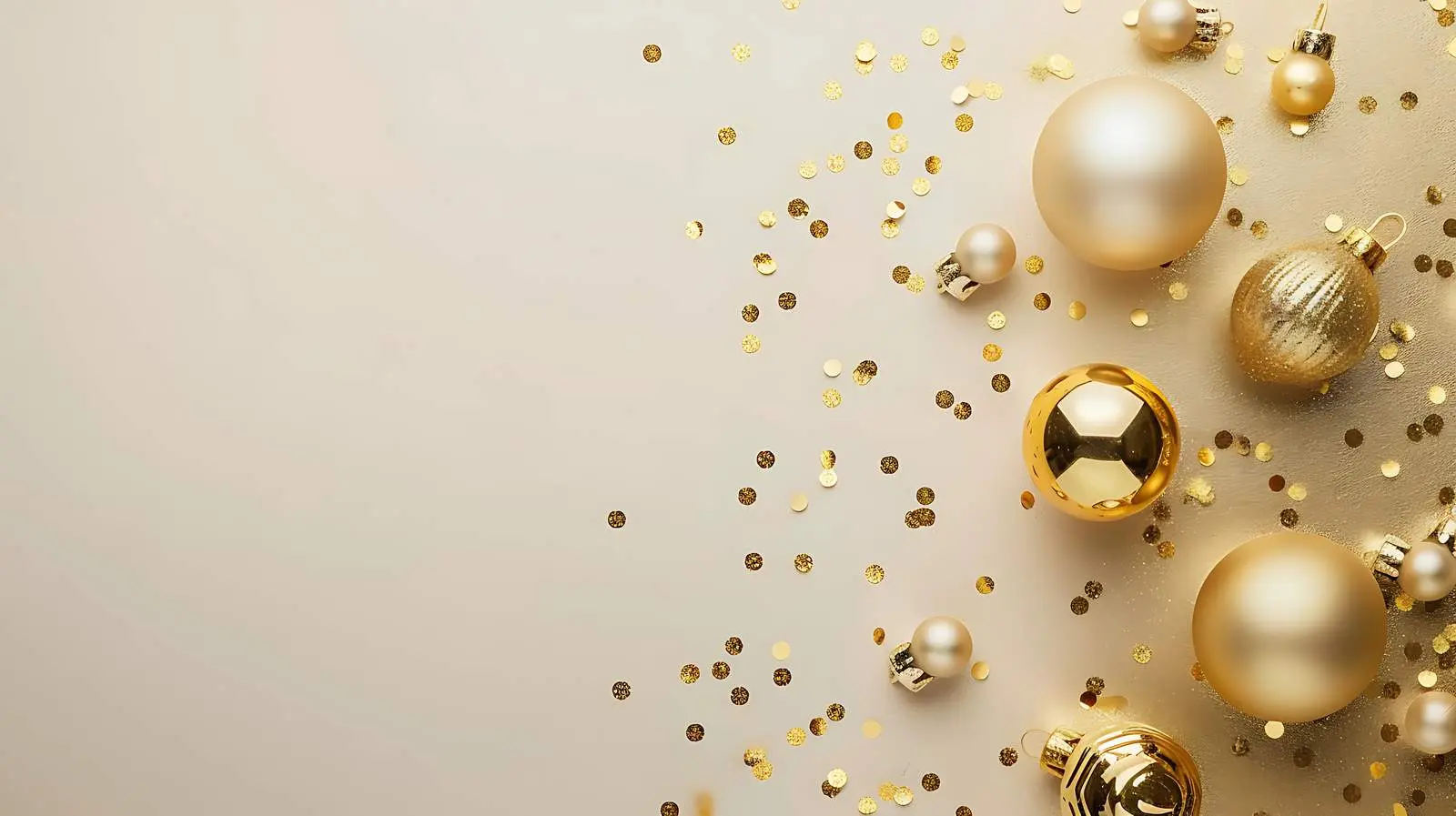 Golden Confetti and Christmas Toy Balls on Pink Backdrop – free seasonal theme image from Dotvec