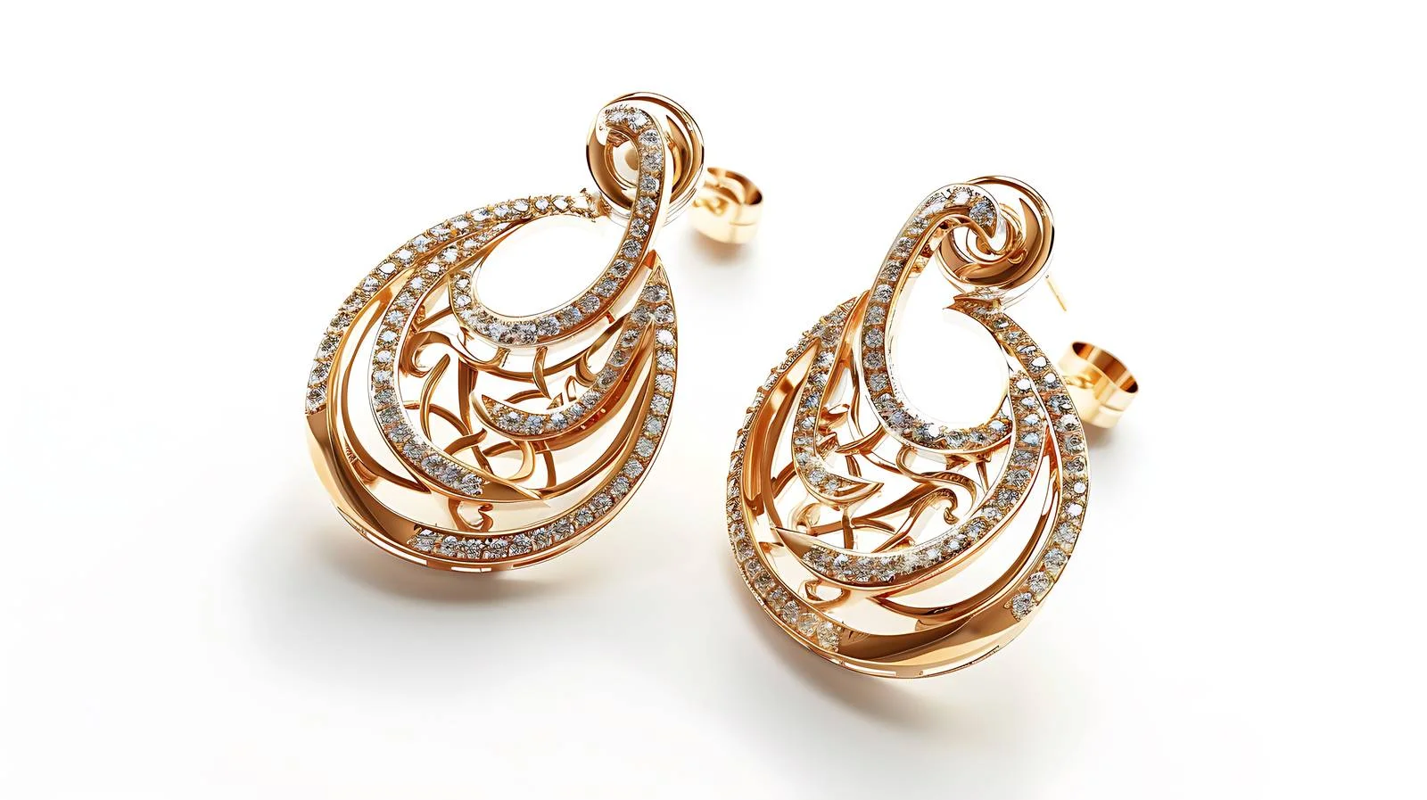 Luxurious Diamond Earrings on White Background — free download from Dotvec