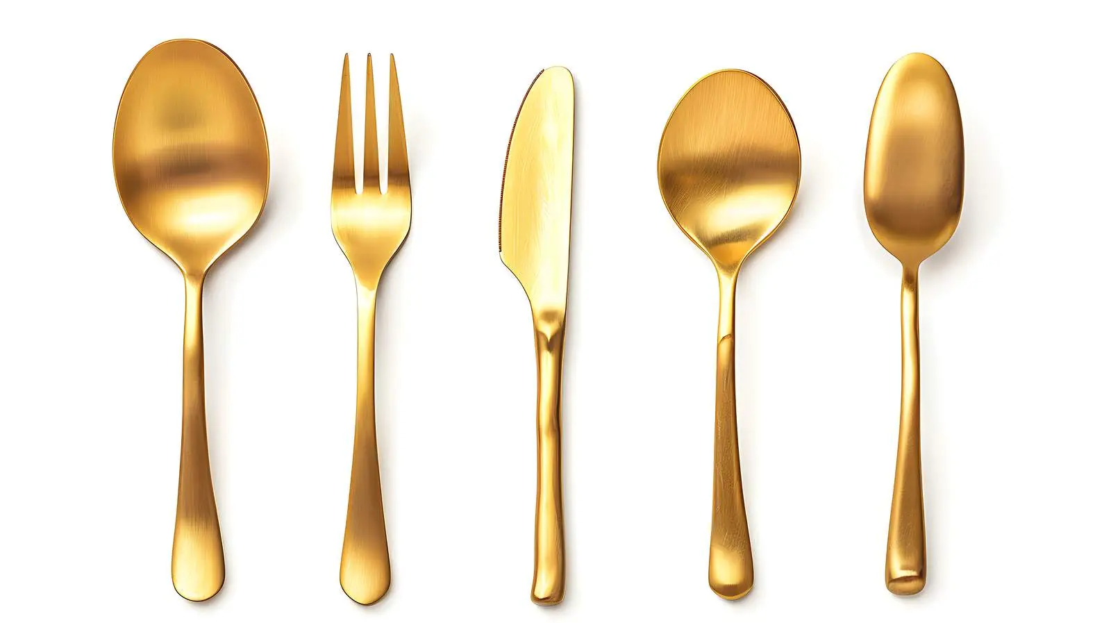 Golden Fork Spoon Knife Set on White Background — free download from Dotvec