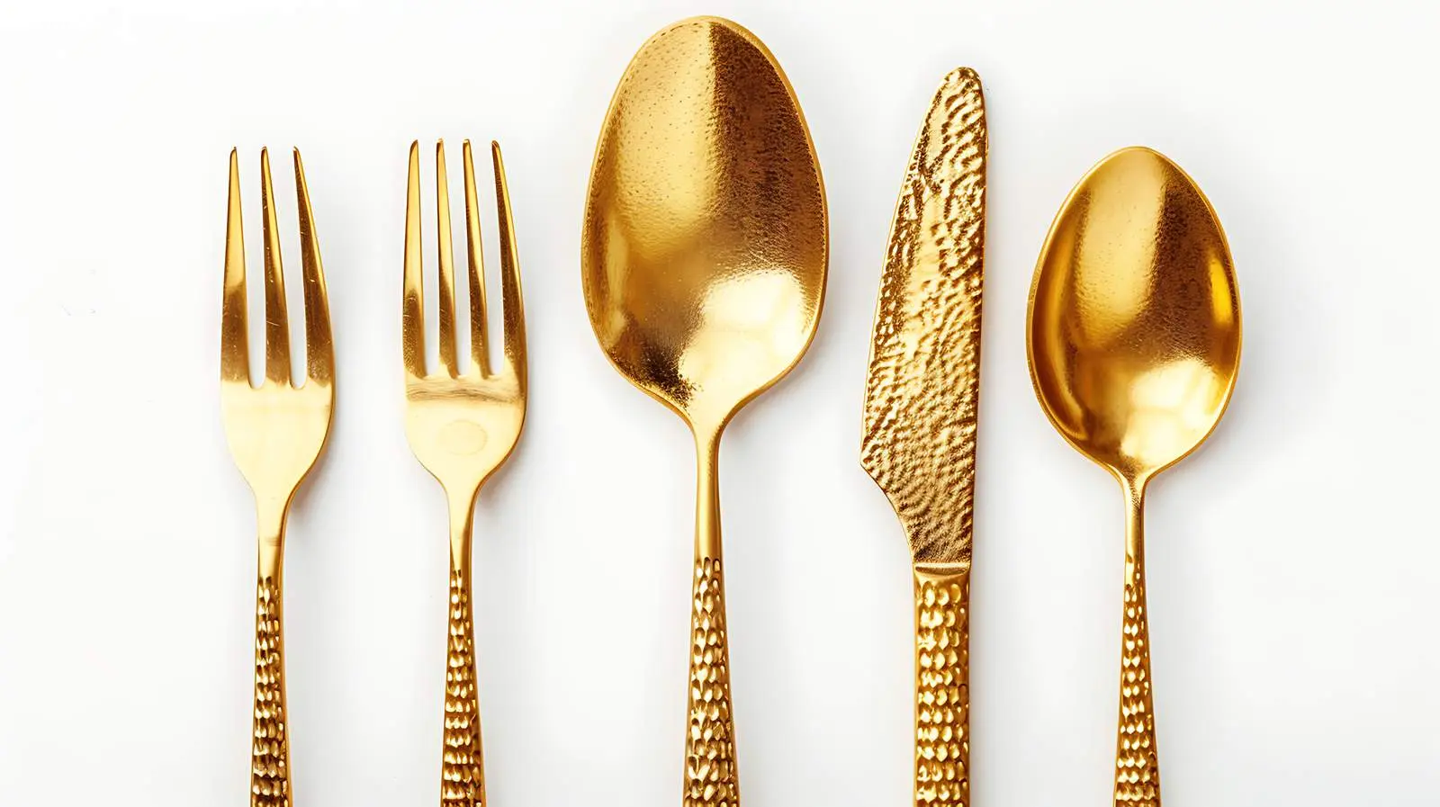 Golden Cutlery Set Isolated on White Background – free kitchenware image from Dotvec