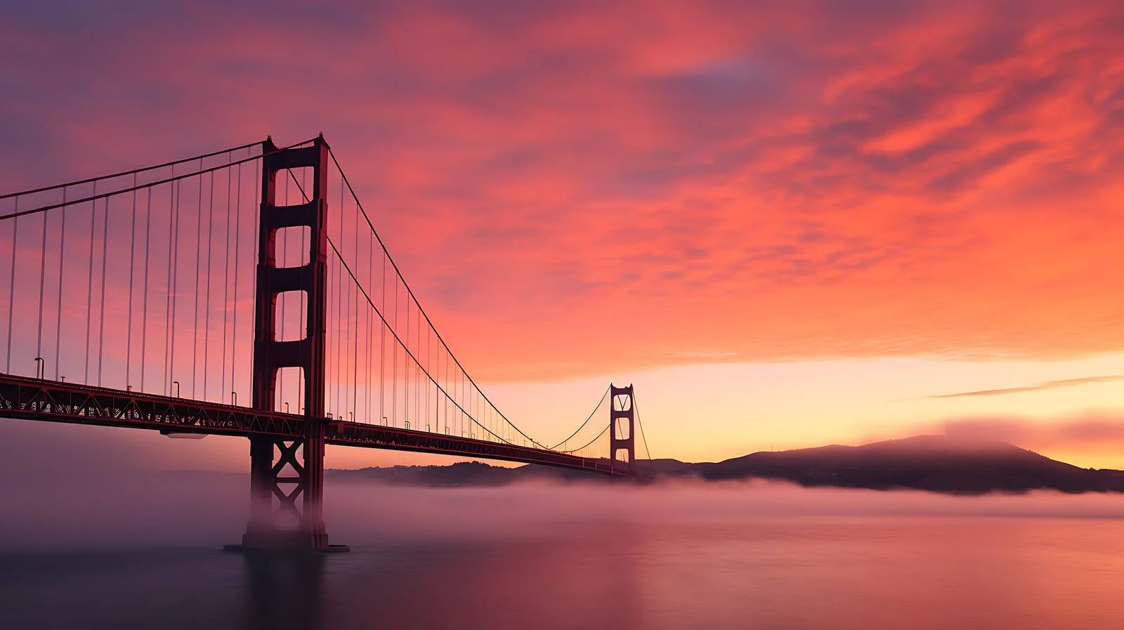 Majestic Golden Gate Bridge Sunset Glow — free download from Dotvec