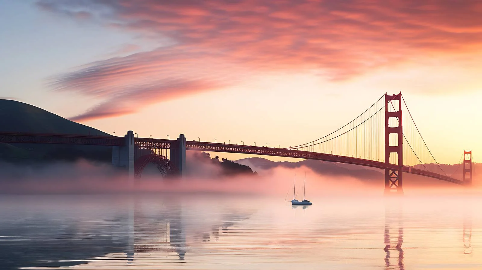 Majestic Golden Gate Bridge Sunset Silhouette — free download from Dotvec