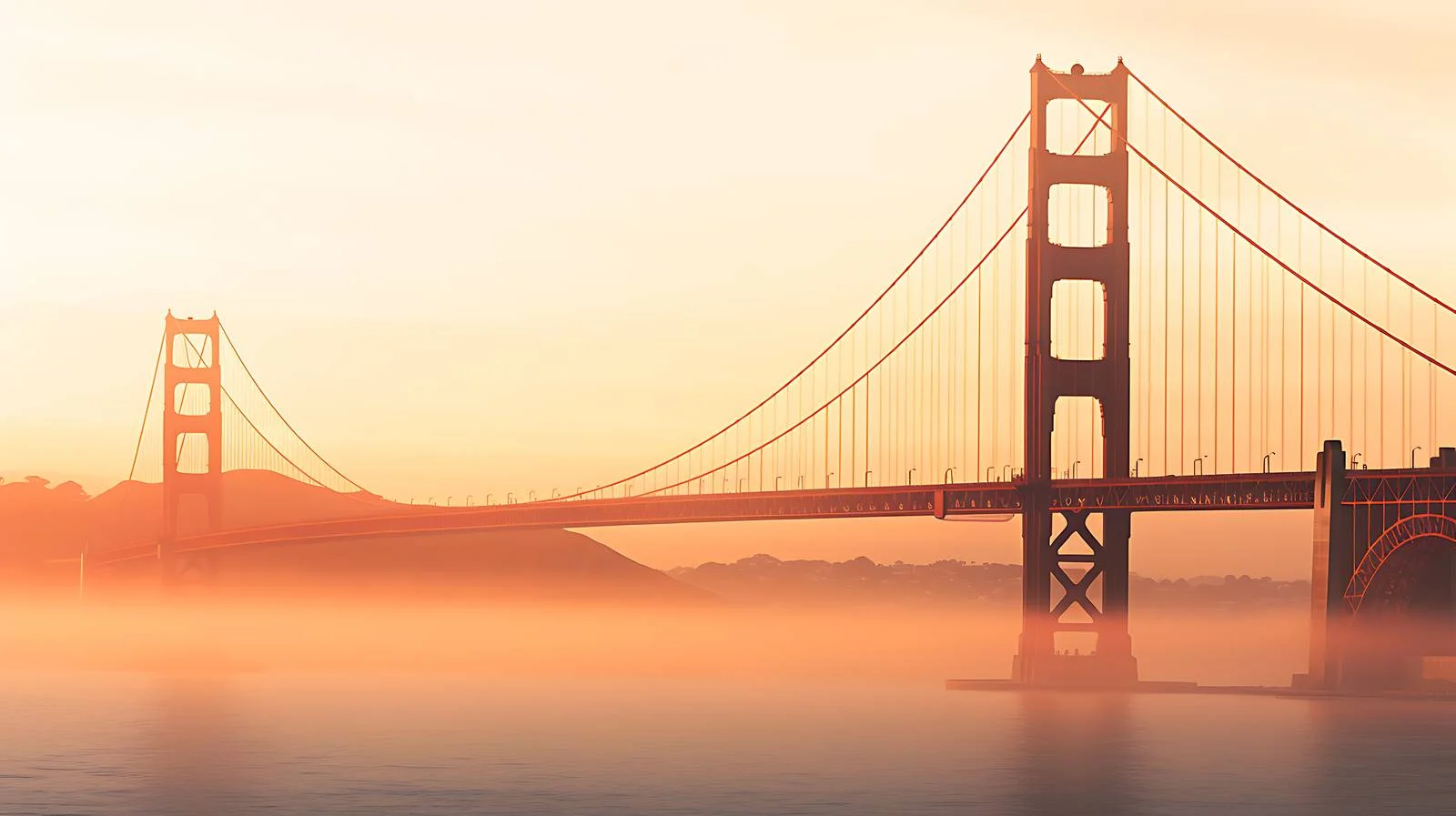 Majestic Golden Gate Bridge in Foggy Sunset — free download from Dotvec