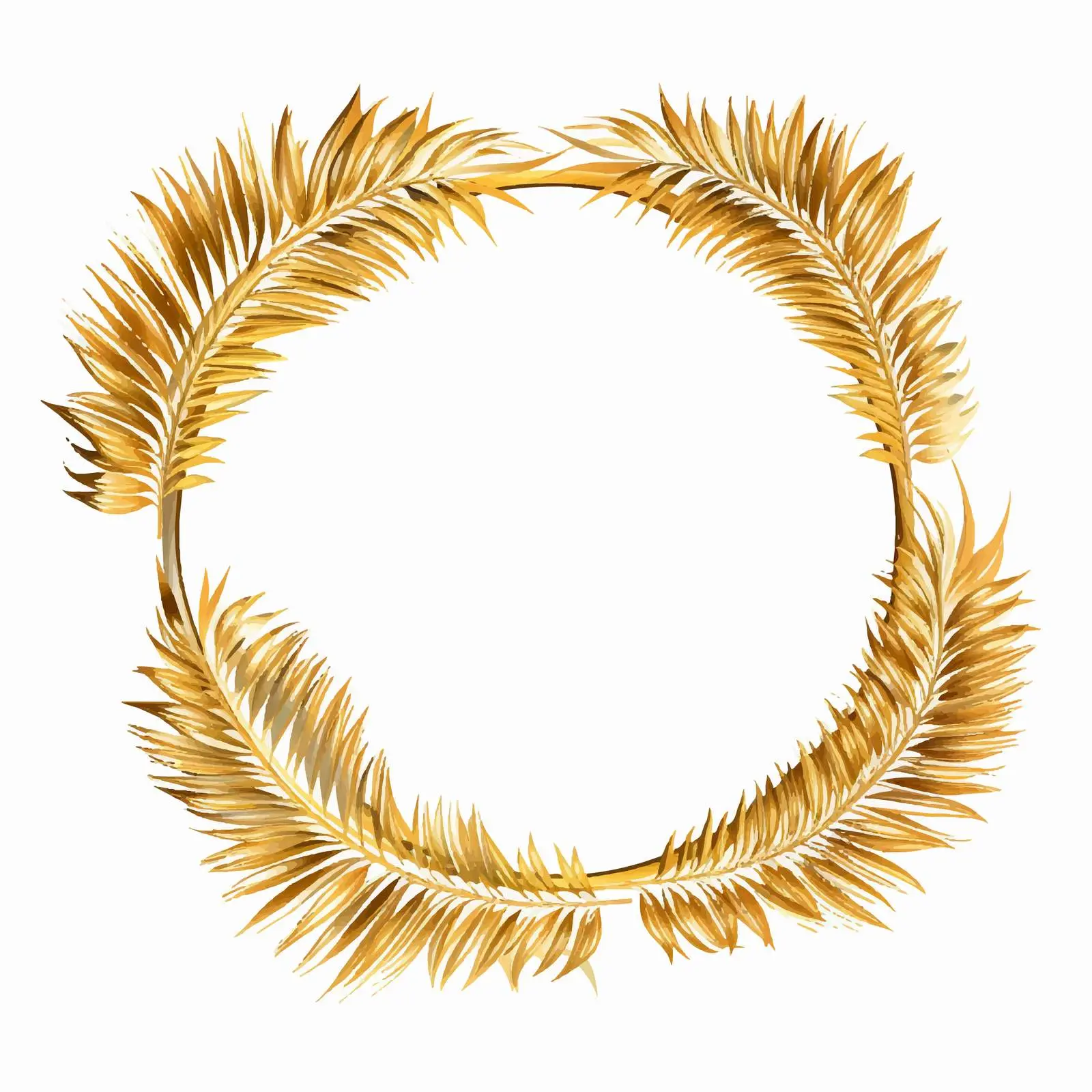 Tropical Golden Palm Leaves Decorative Frame – free tropical design image from Dotvec