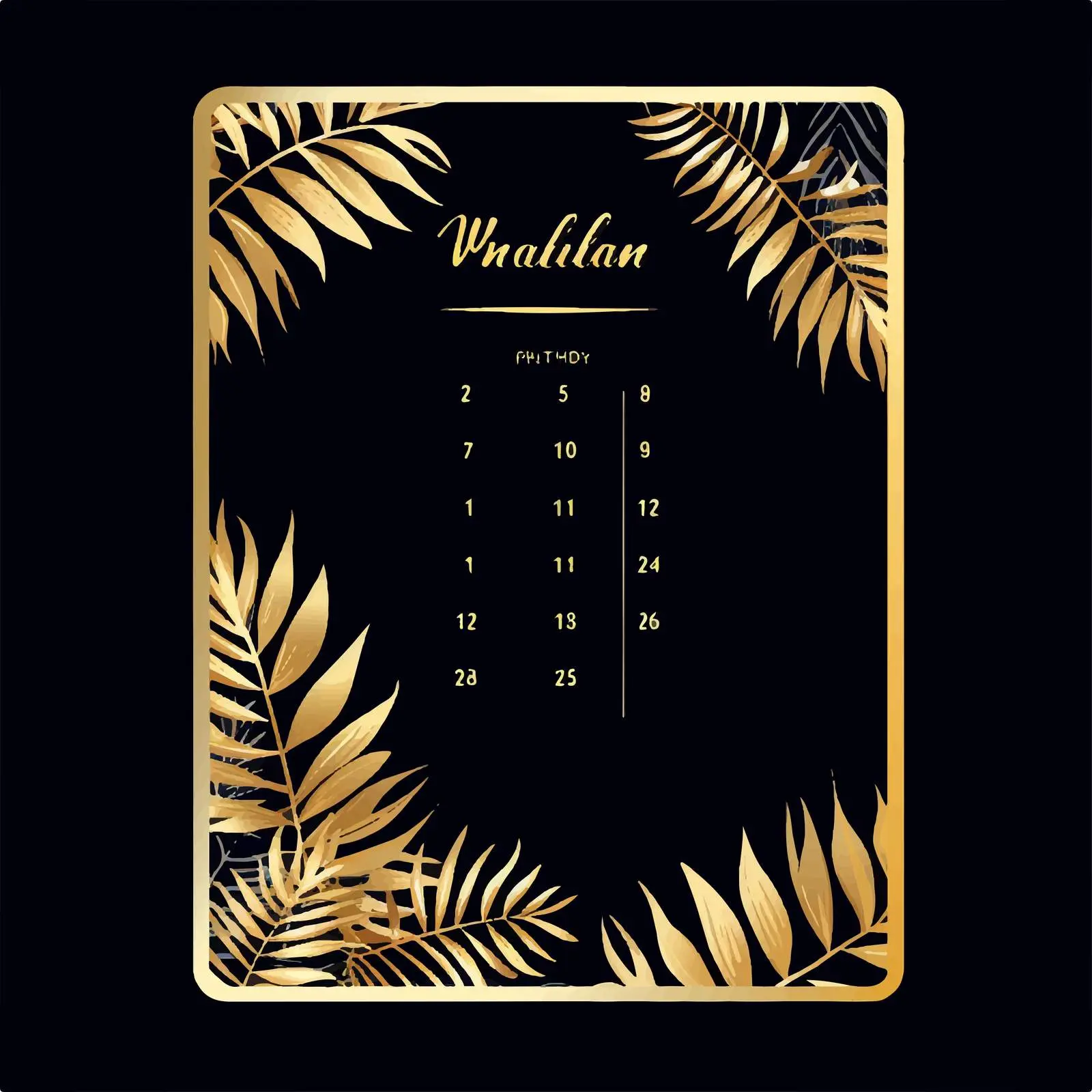 Gold Palm Leaves Weekly Schedule Planner Template — free download from Dotvec