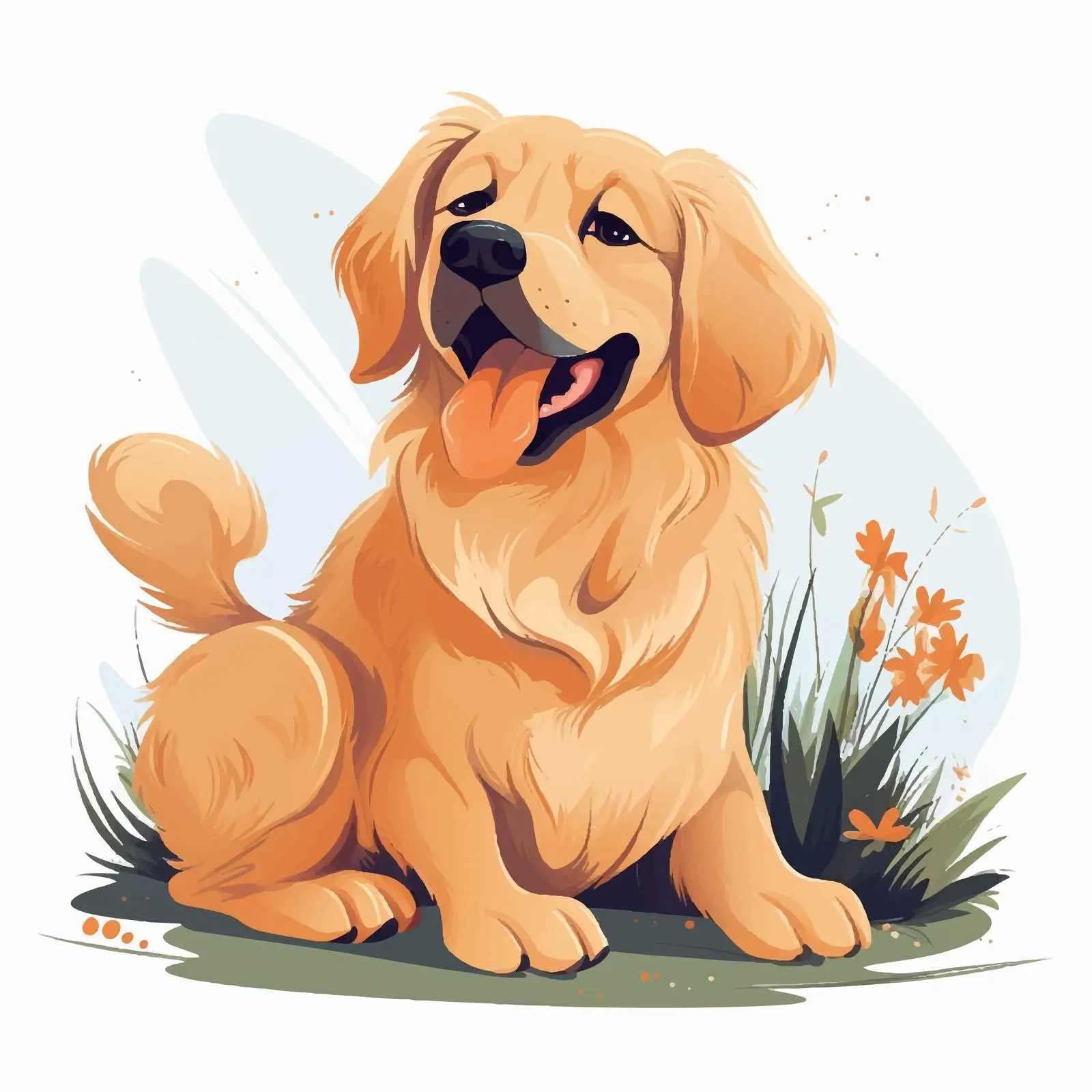 Happy Golden Retriever Smiling Vector Illustration — free download from Dotvec