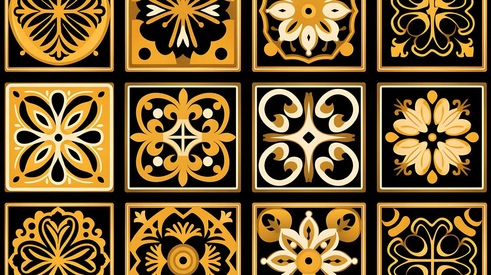 Spanish Golden Kitchen Tiles with Black — free download from Dotvec
