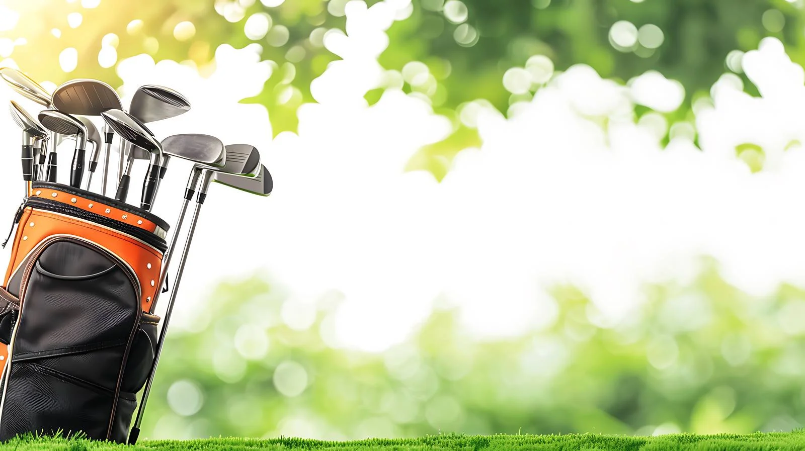 Premium Golf Bag and Clubs on Course — free download from Dotvec
